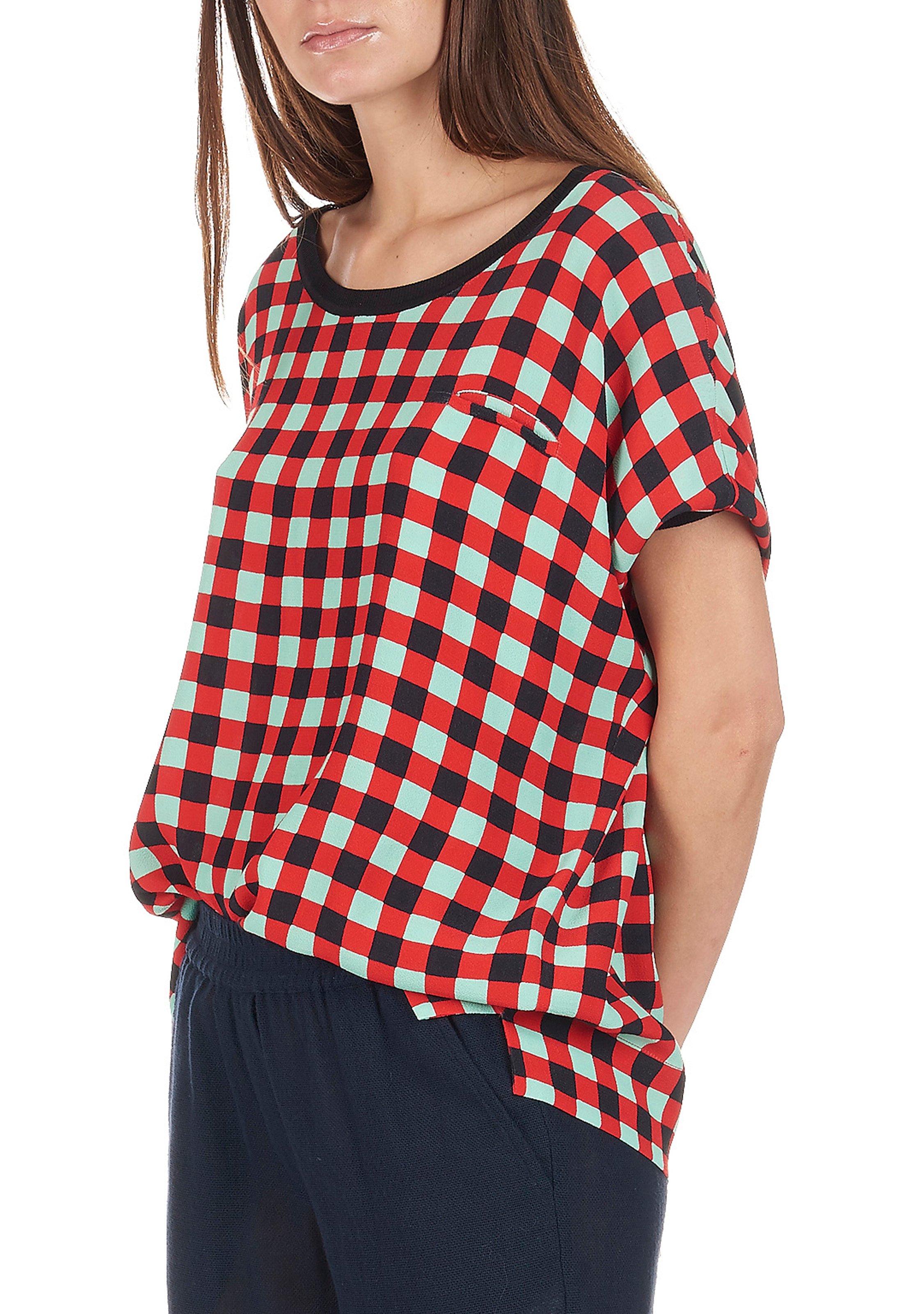 Printed fluid round-neck top ATTIC AND BARN Red