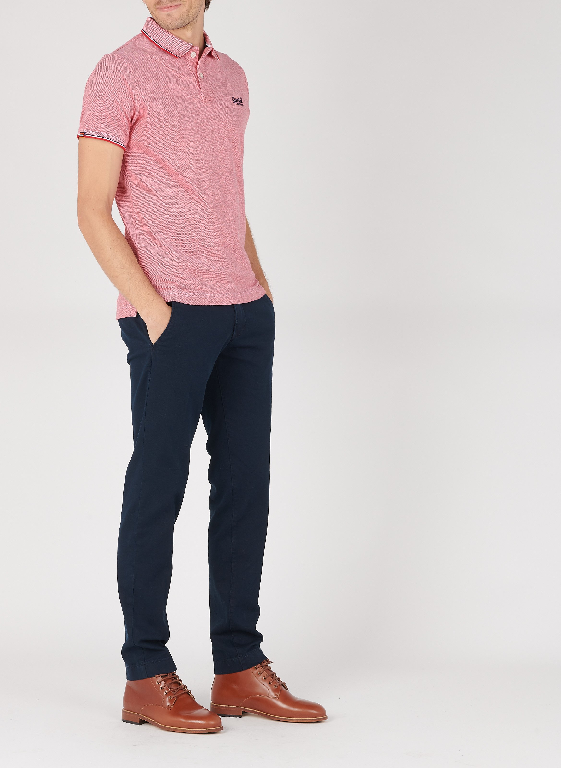 Slim-fit cotton-blend chinos Blue