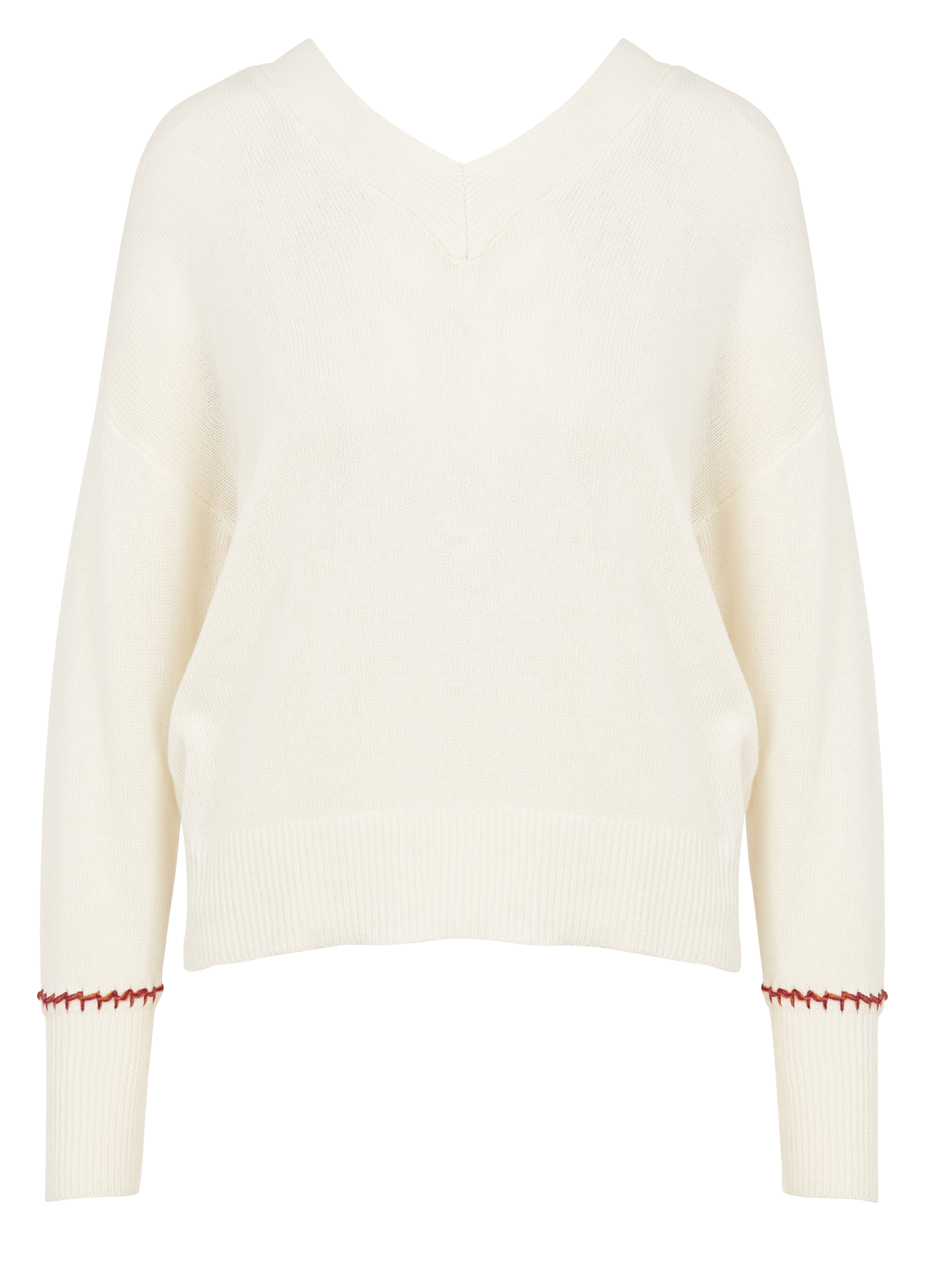 Loose-fit low-cut V-neck sweater VILA Beige