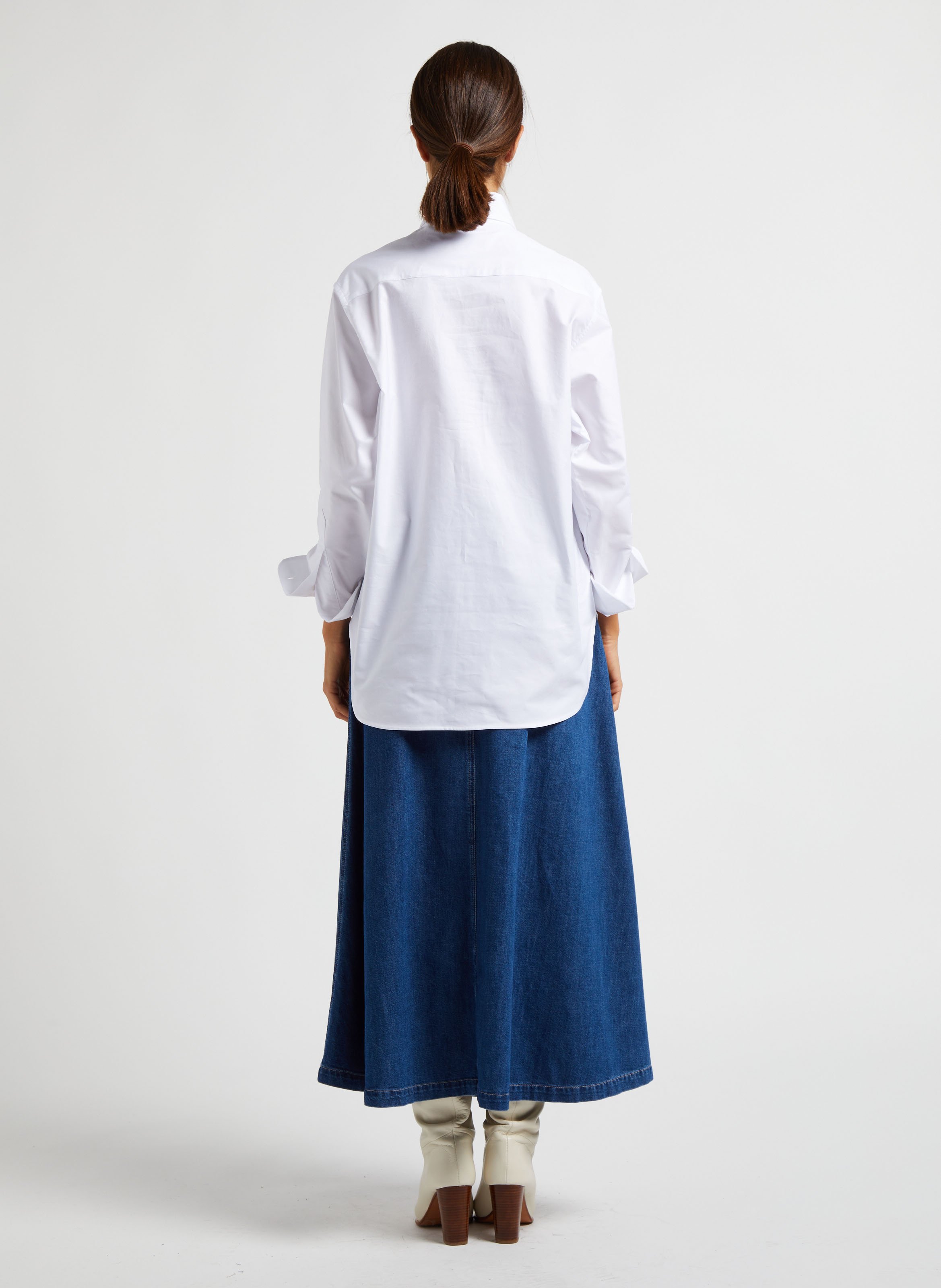 Oversize cotton shirt with classic collar Optic white