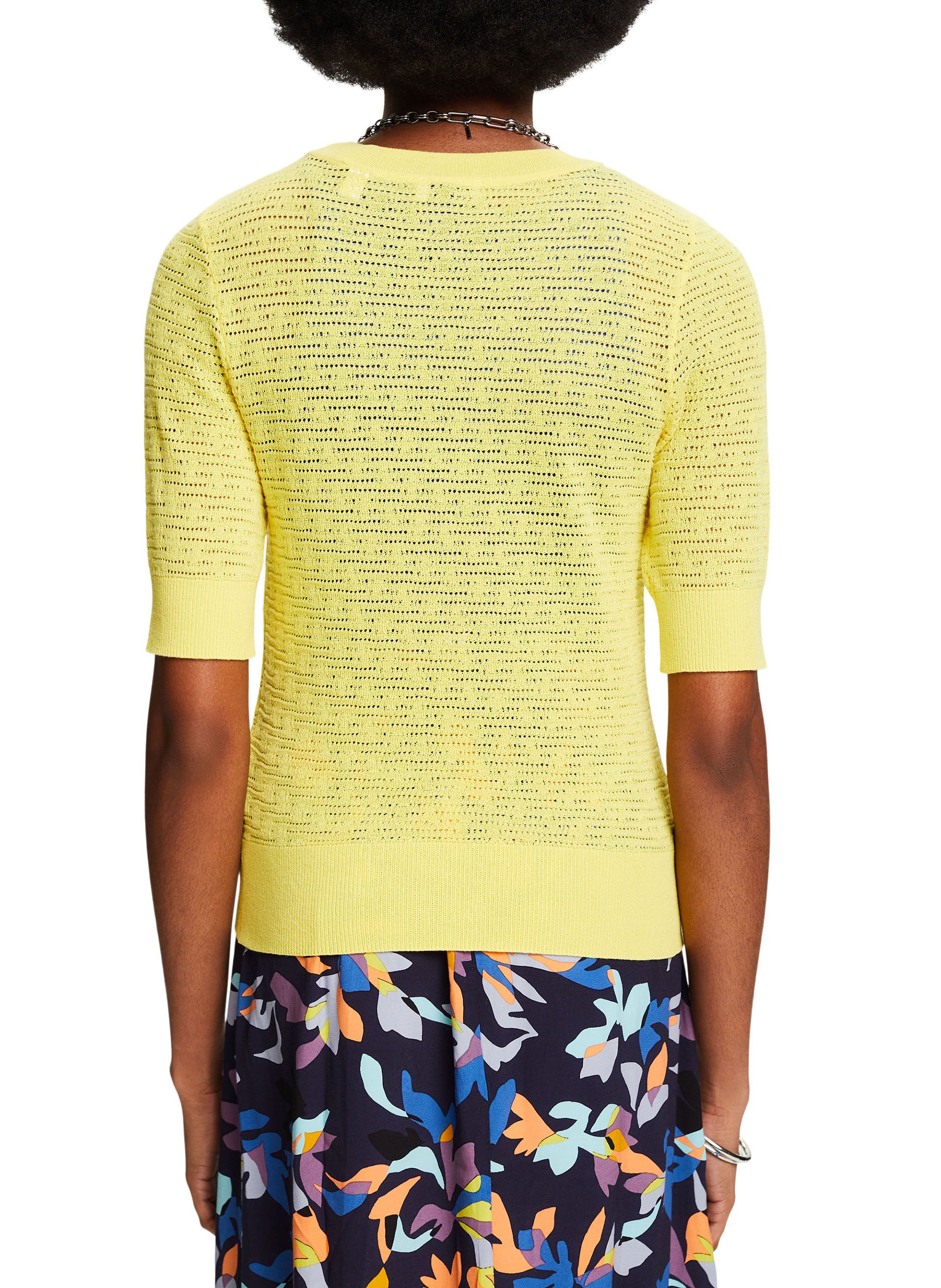Pull moulant col V à manches courtes ESPRIT Jaune
