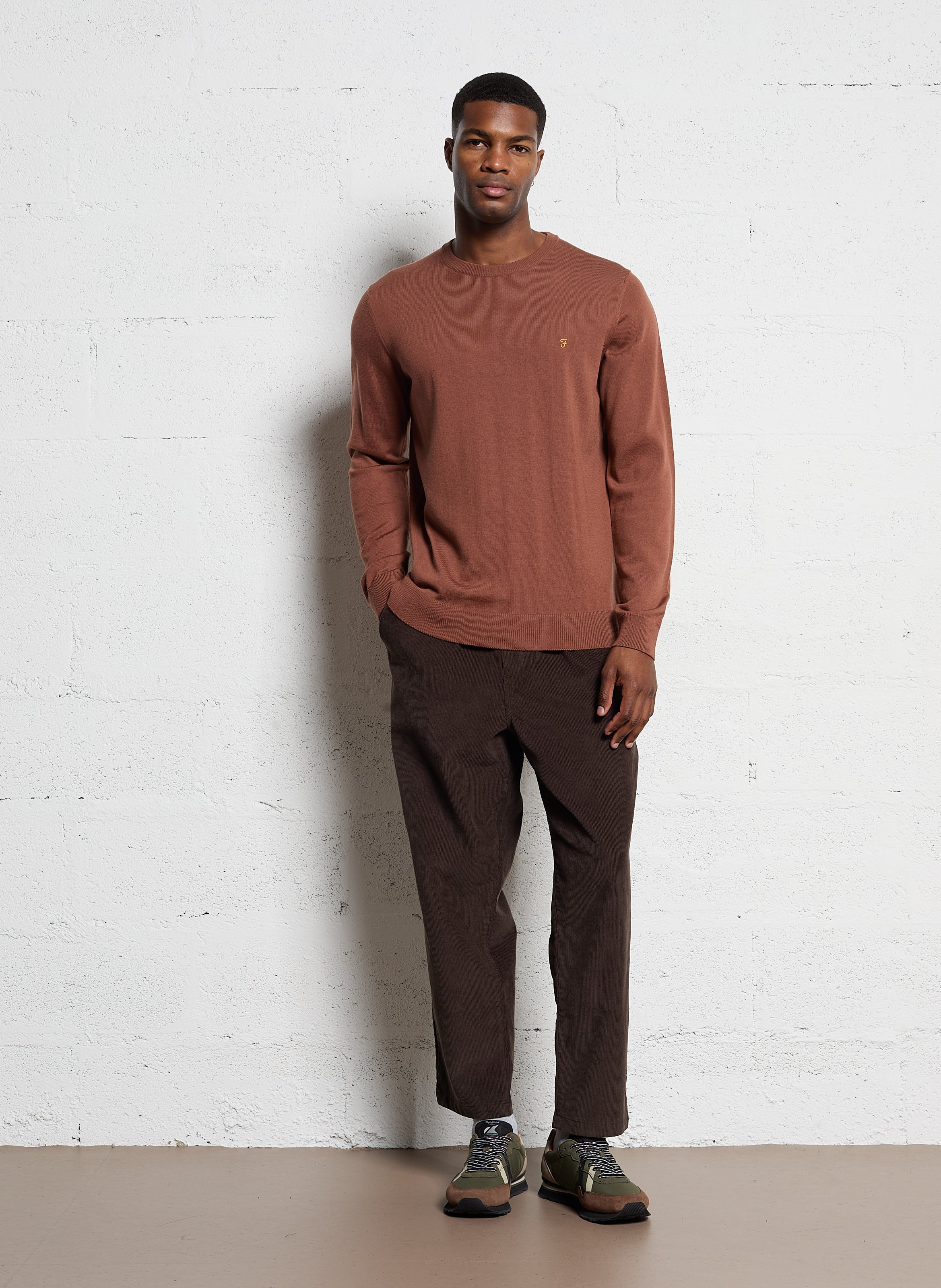 Slim-fit cotton cargo pants FARAH Brown