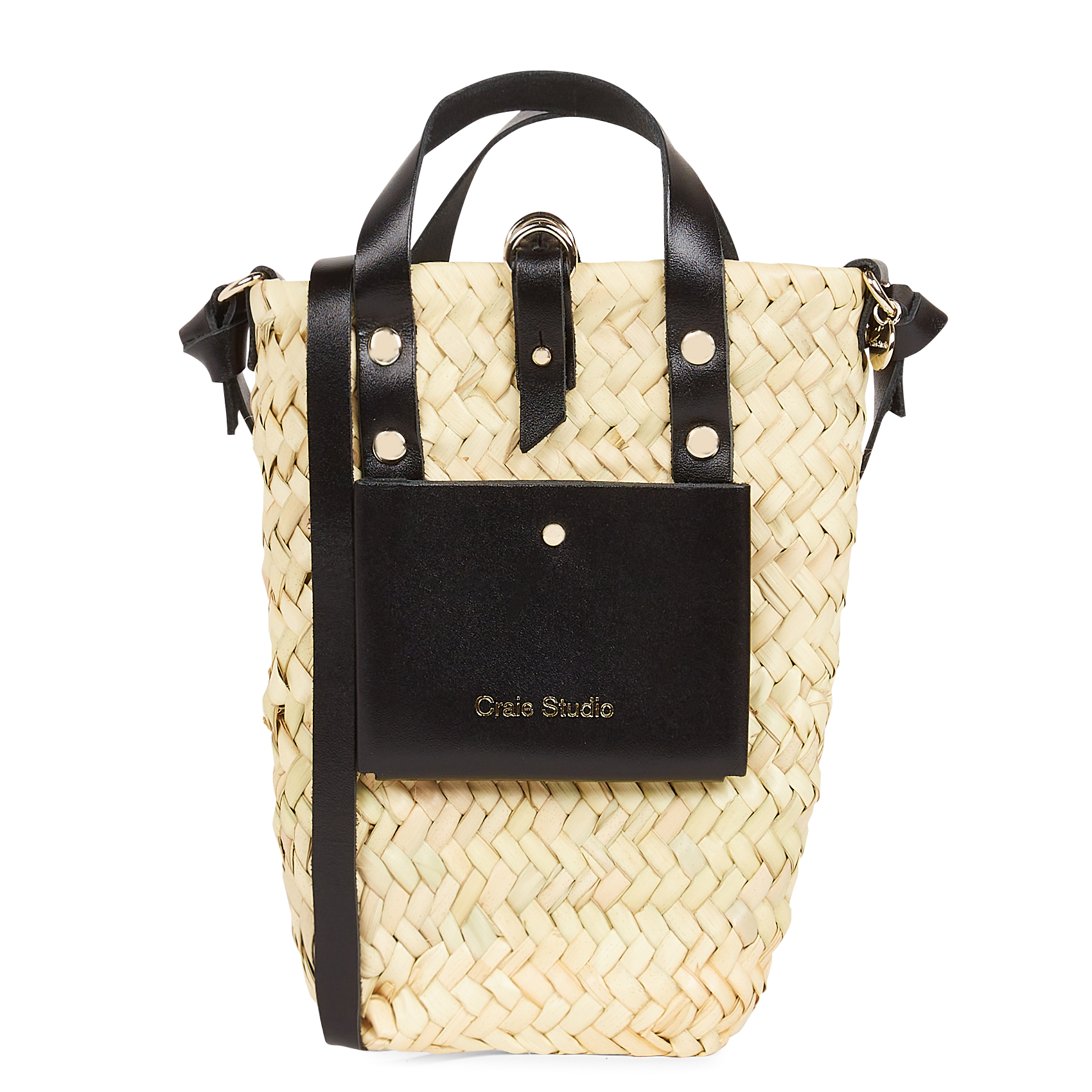 Panier tressé à la main au Maroc en fibre naturel de palmier Doum CRAIE STUDIO Noir