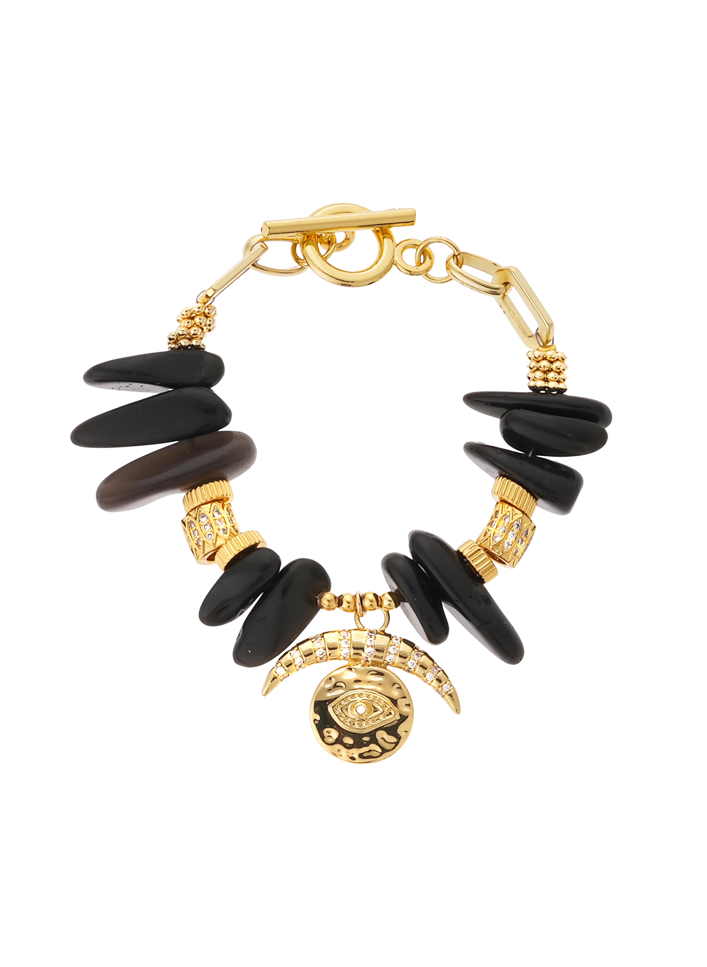 Chain bracelet with stones and pendant HIPANEMA Black
