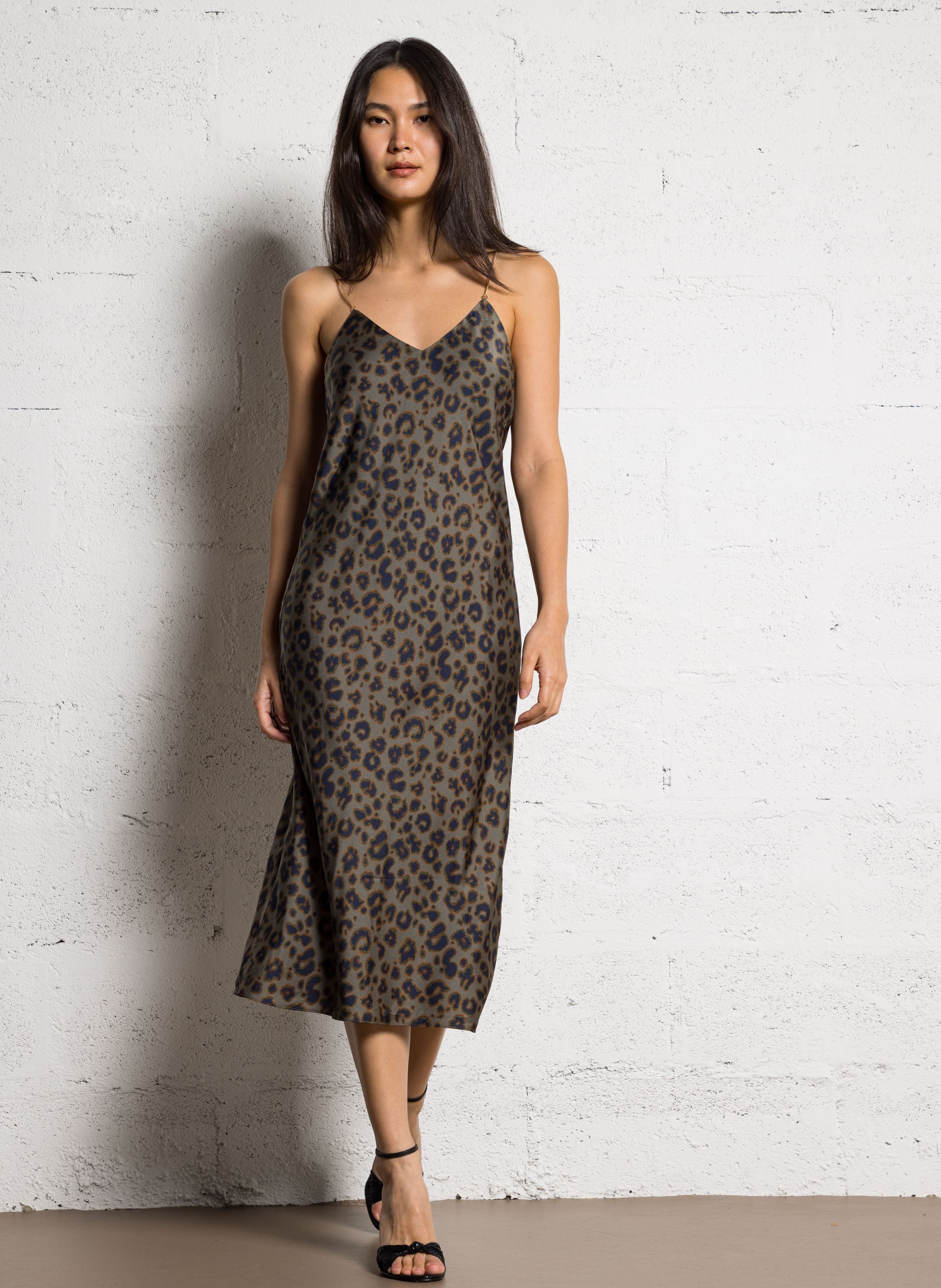 Robe longue ajustée encolure V BA&SH Kaki