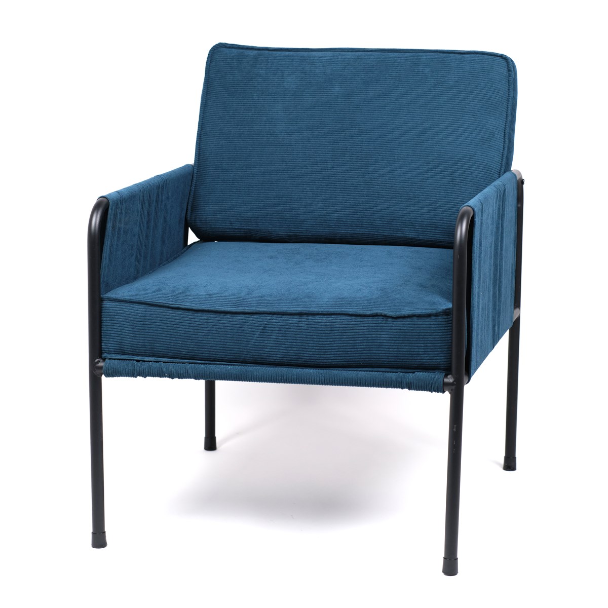 Corduroy fabric armchair with metal frame FACTORY Blue