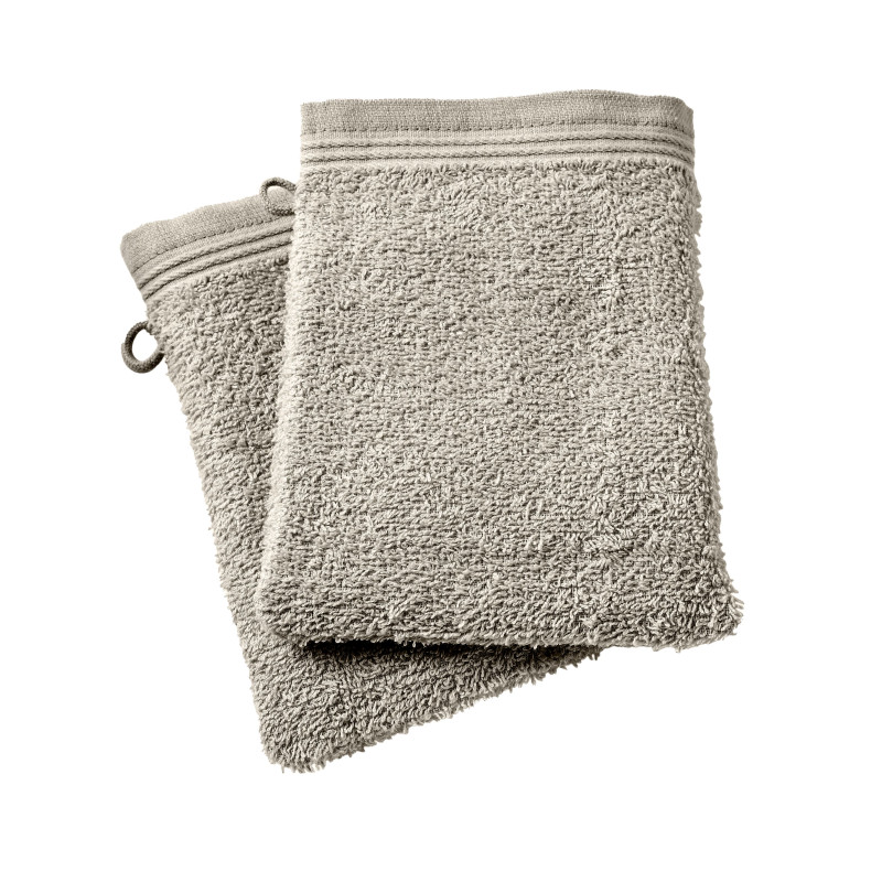 Set of 2 washcloths COTON PUR Beige
