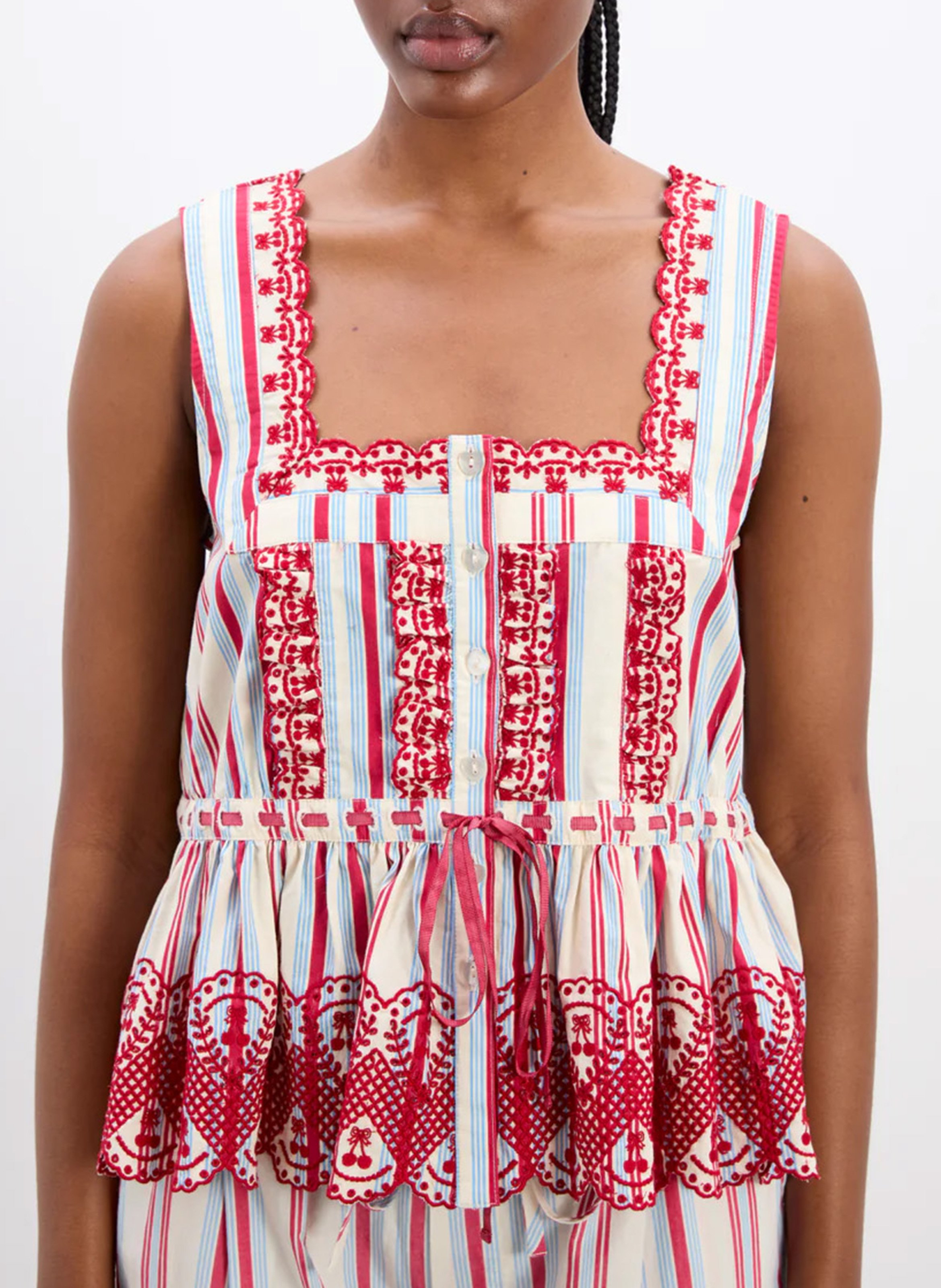 Square-neck striped top in organic cotton DAMSON MADDER Multicolored