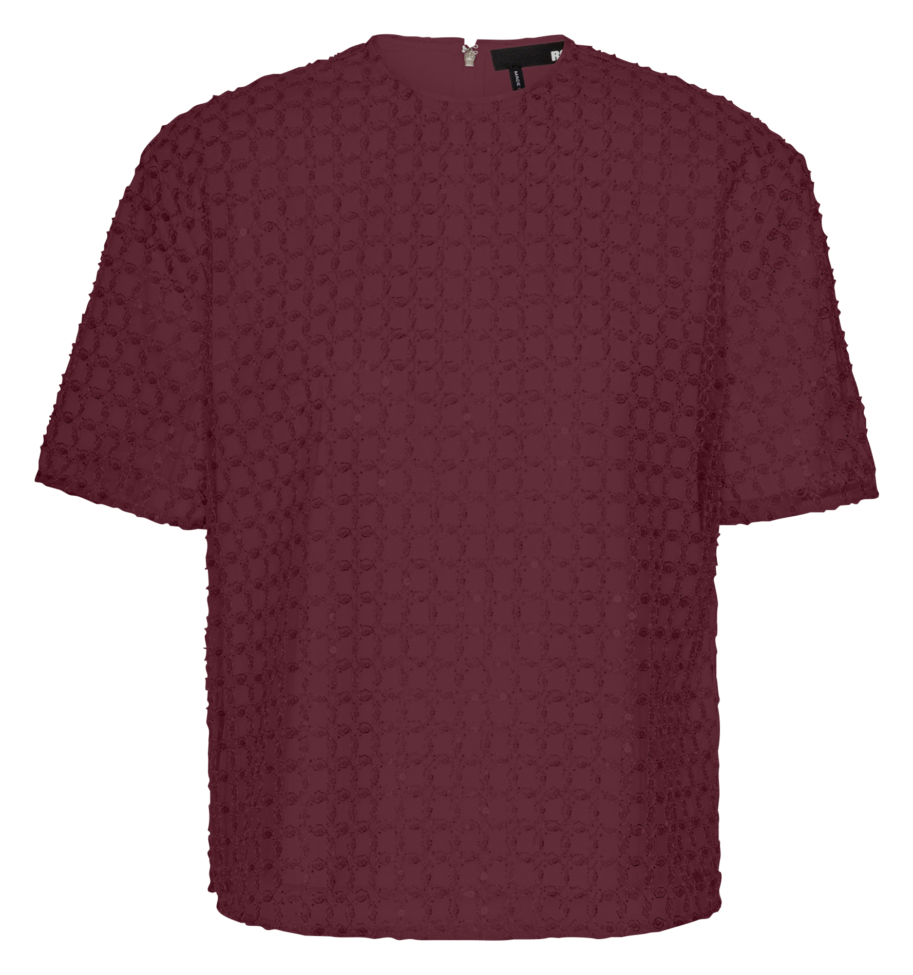 Round neck top adorned with rhinestones ROTATE Brown