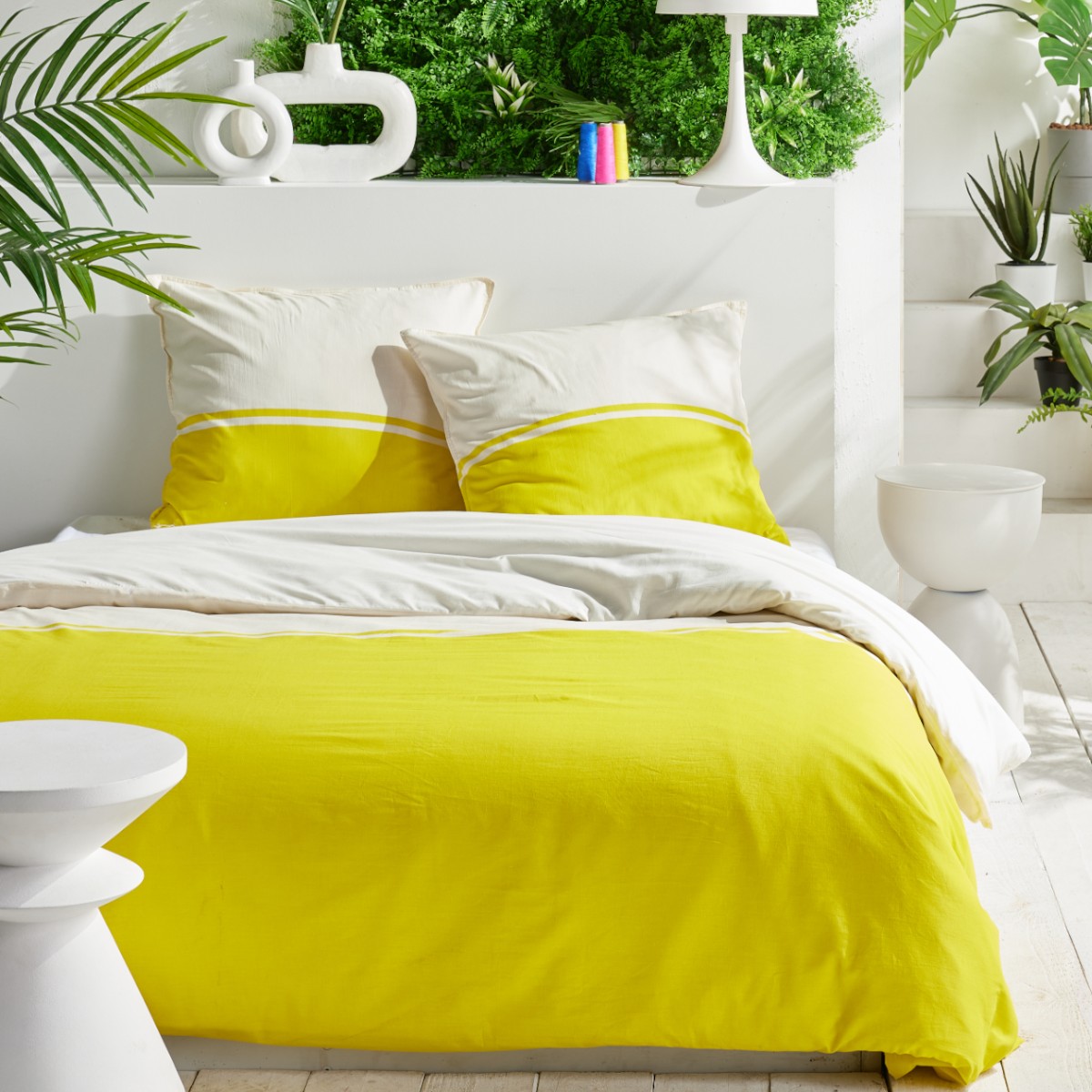 Two-tone cotton bedding TODAY LINGE DE MAISON Yellow