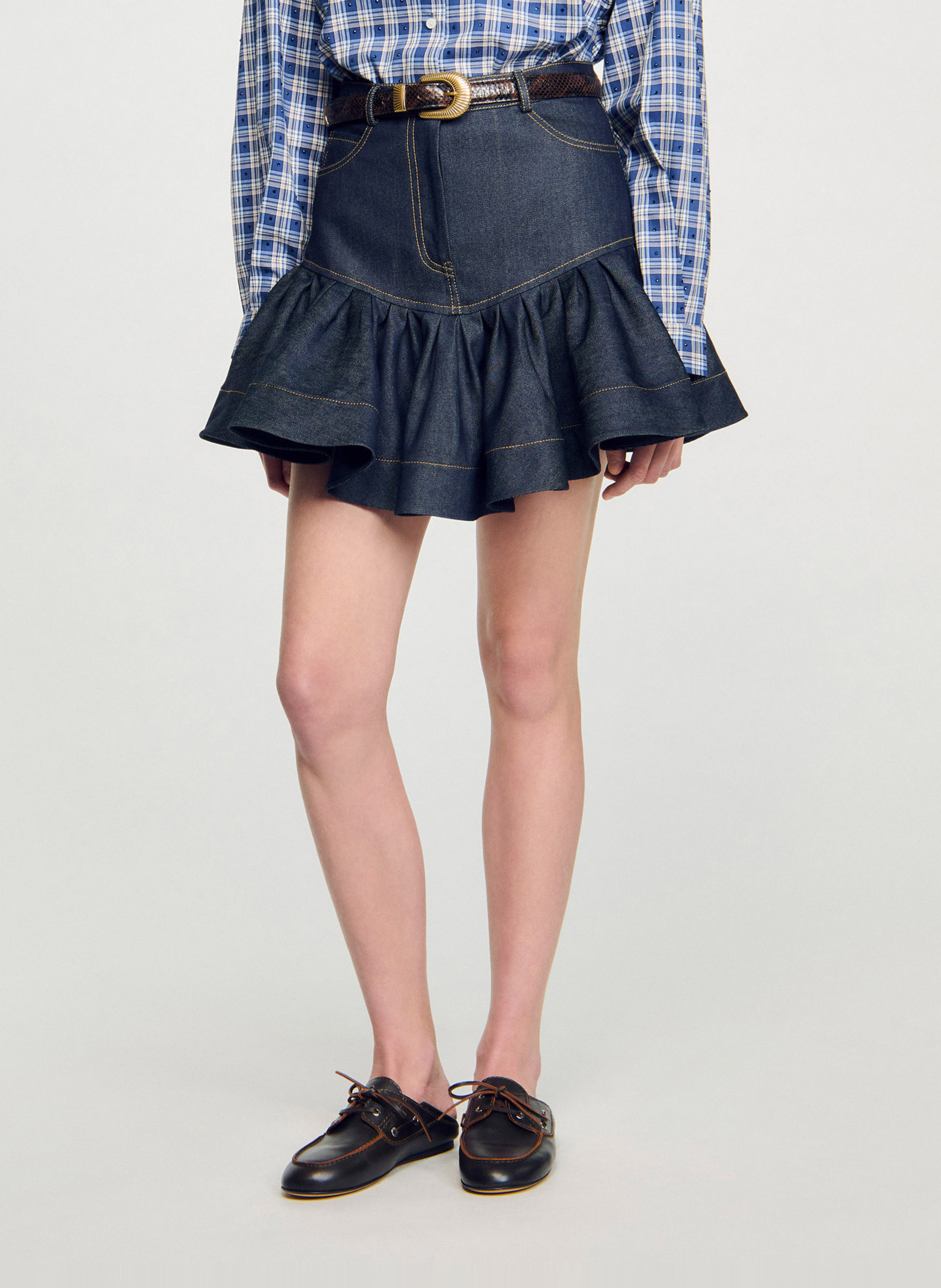 Jupe courte en denim SANDRO Bleu