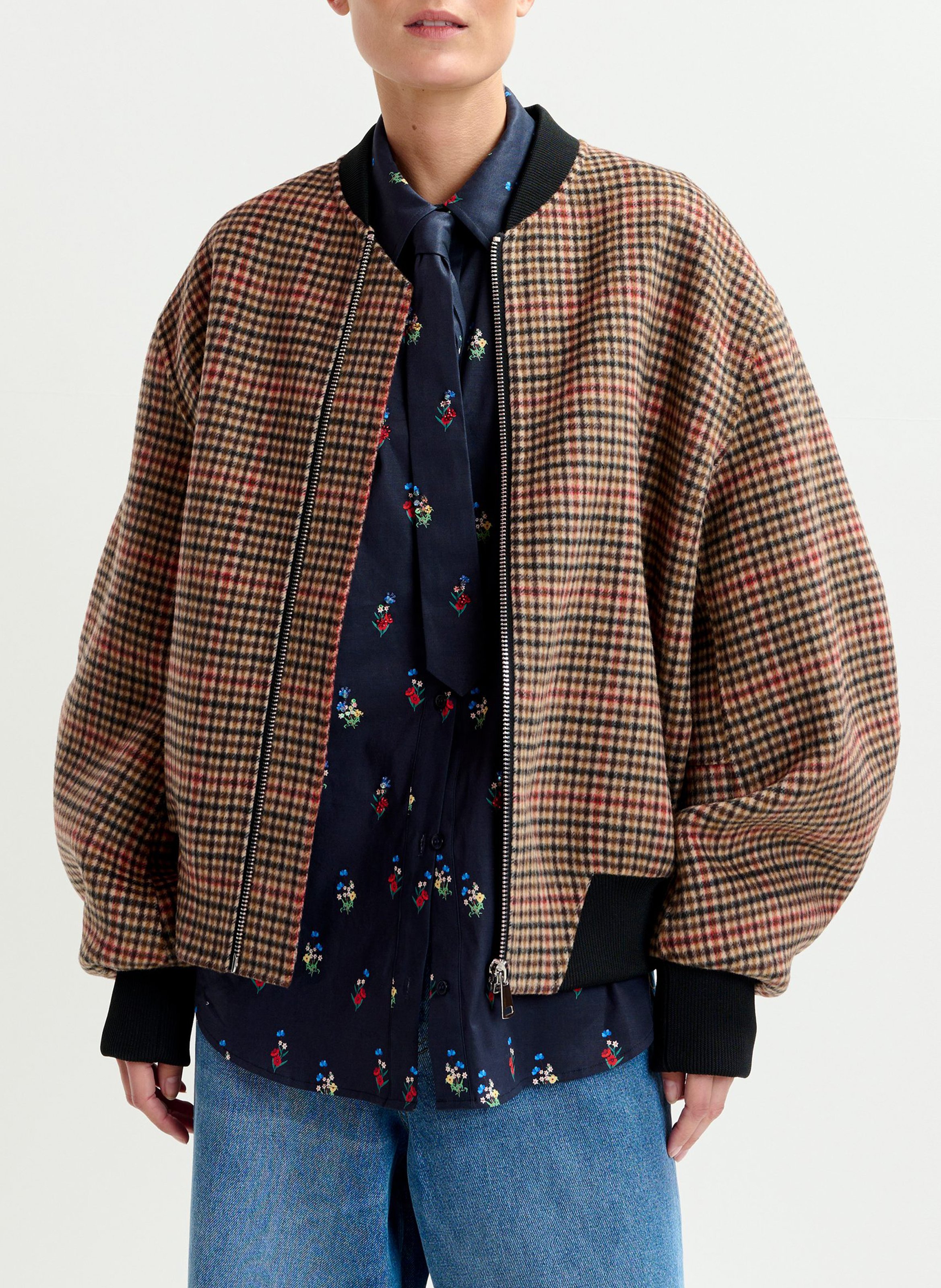 Blouson col teddy en laine ESSENTIEL ANTWERP Marron