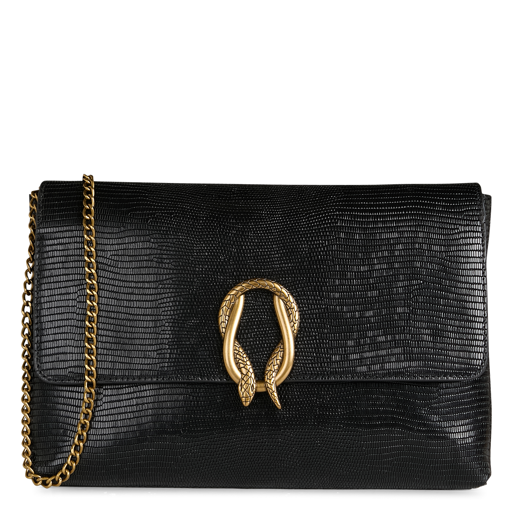 Pochette de soirée en cuir MAISON 123 Noir