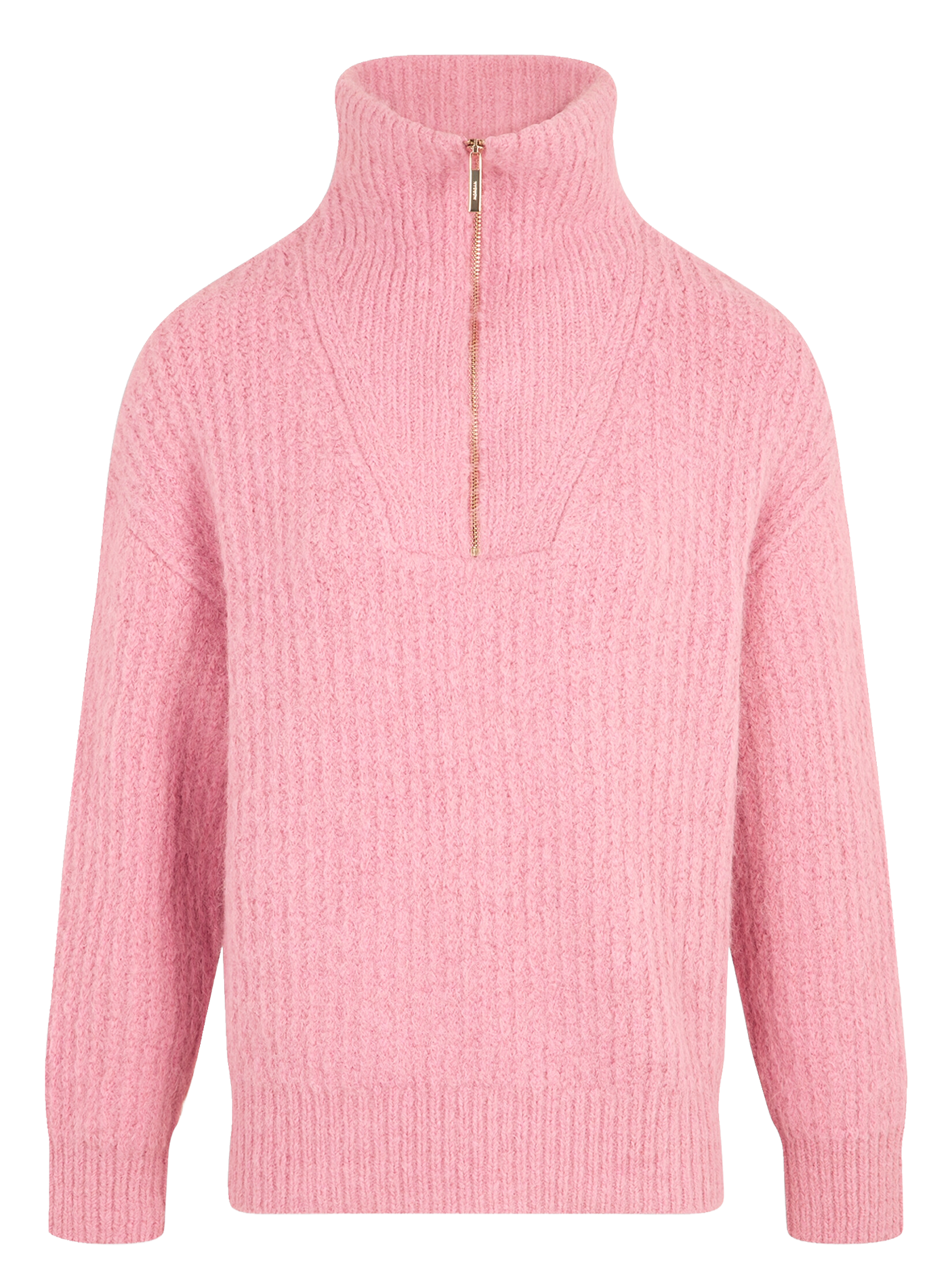 Pull droit col montant en maille MORGAN Rose