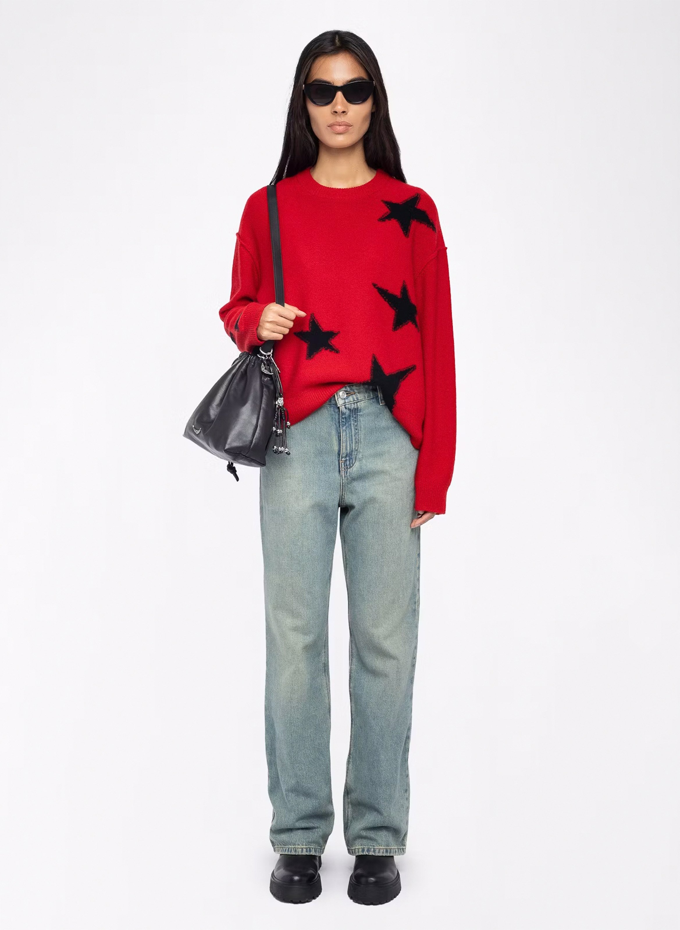 Pull droit en cachemire imprimé ZADIG&VOLTAIRE Rouge