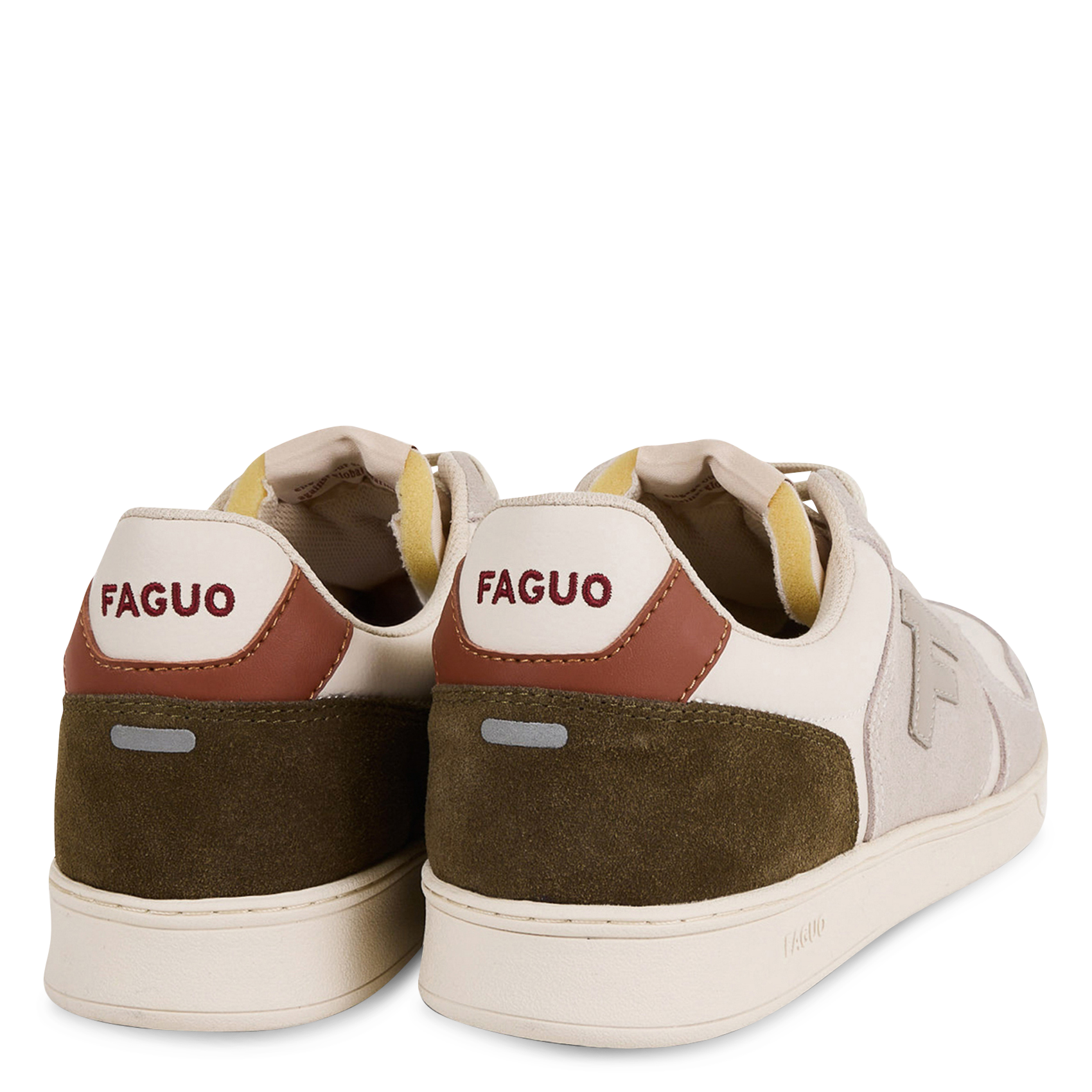 Lage baskets van leermix FAGUO Beige