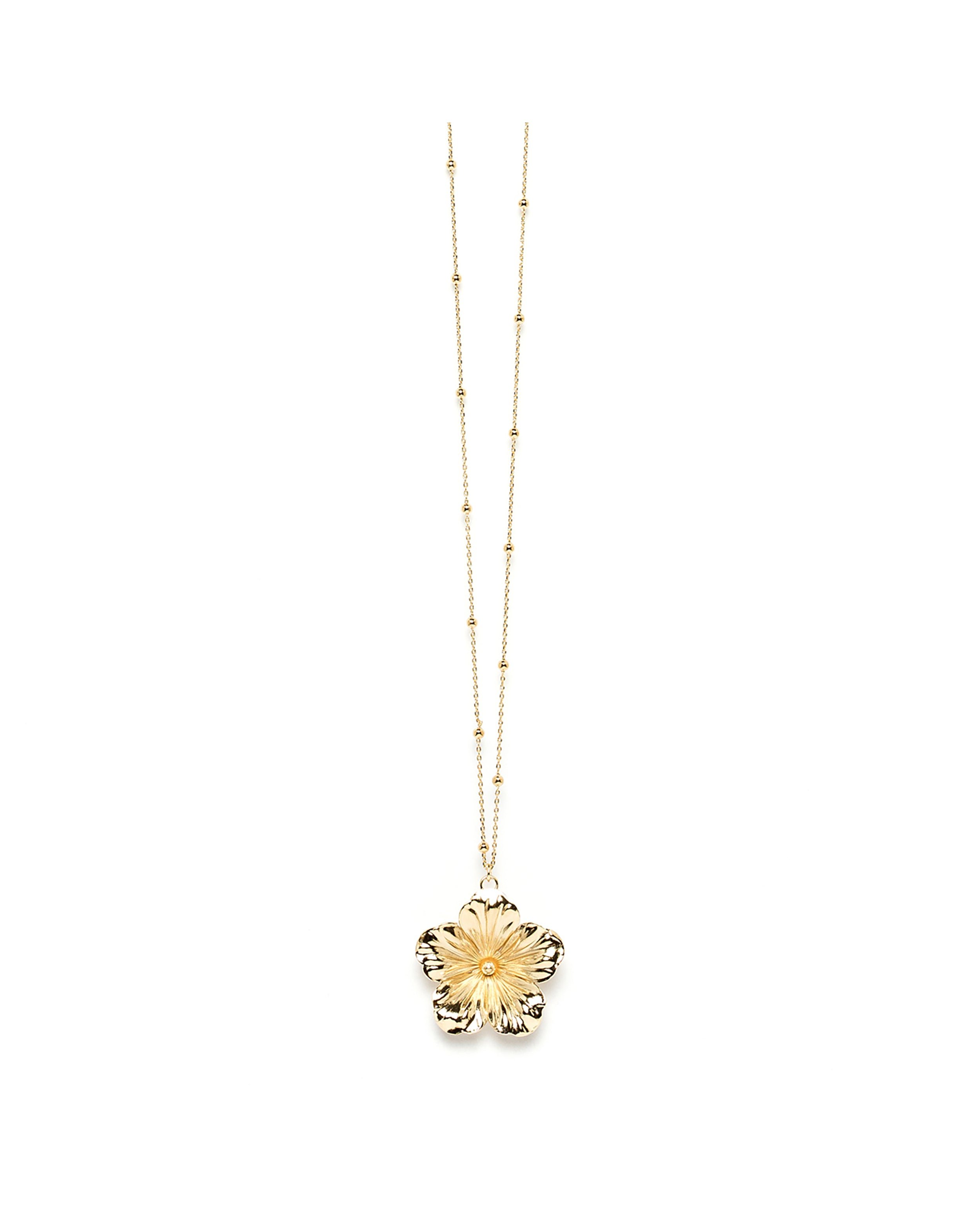 Golden flower long necklace in fine gold MONSIEUR SIMONE