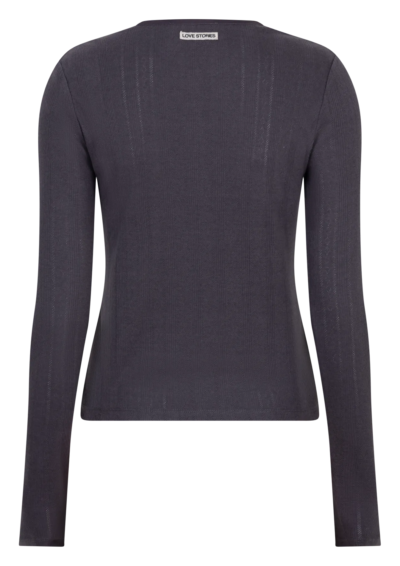 Figurbetontes Rundhals-Top aus Baumwoll-Mix LOVE STORIES Grau