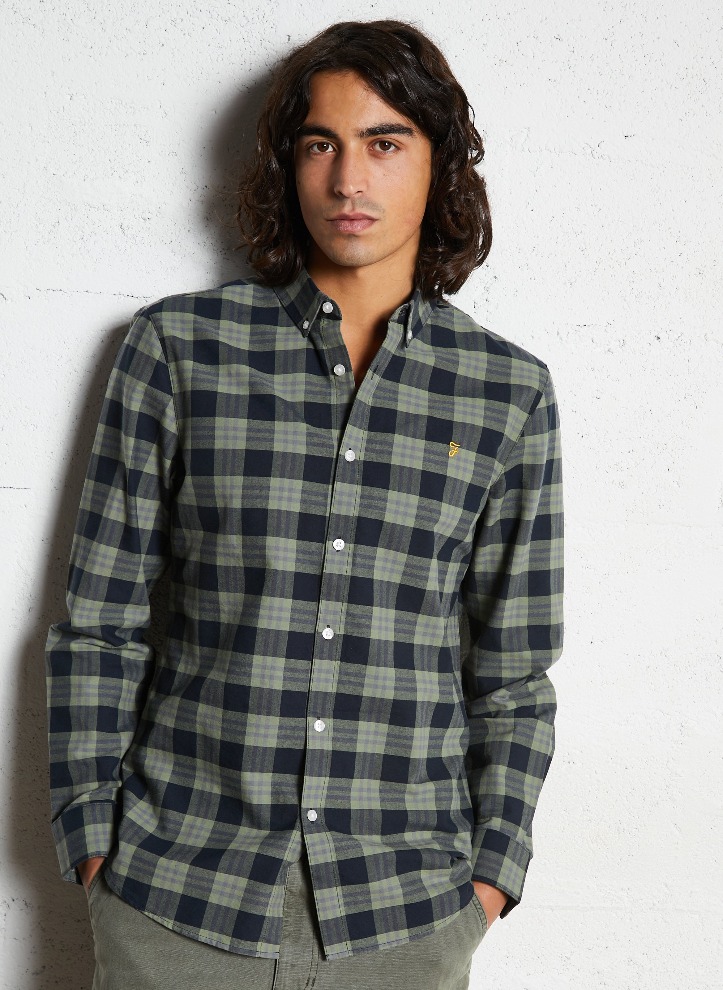 Chemise droite col classique en coton bio FARAH Vert