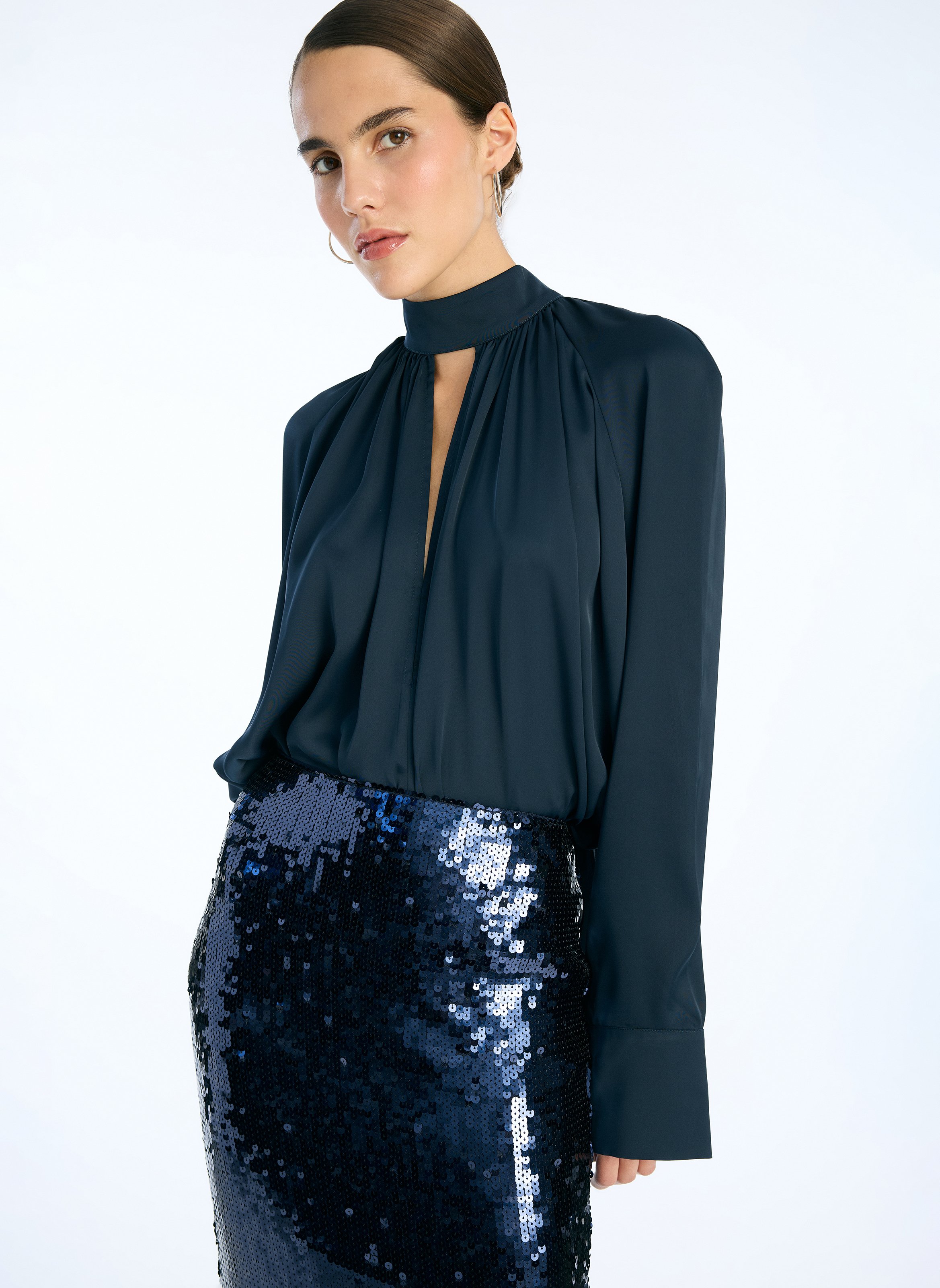 Flowy straight blouse with long sleeves ROTATE Blue