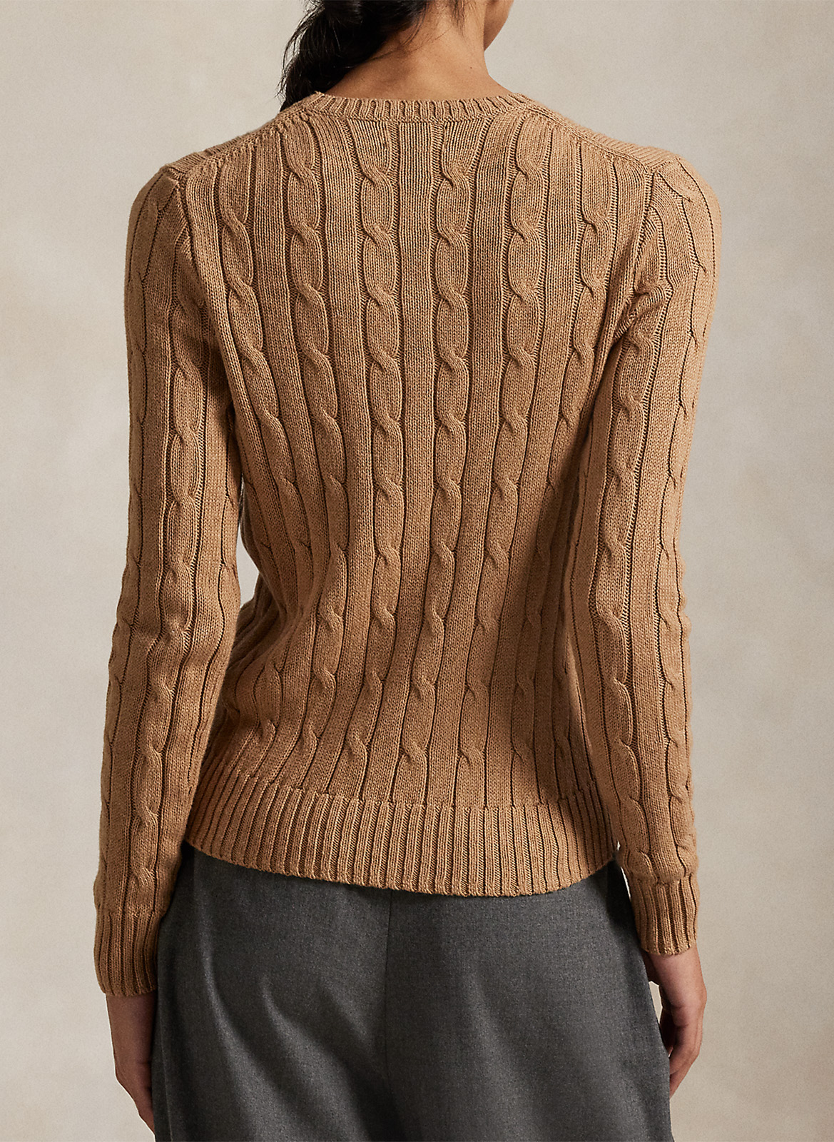 Pull moulant col rond en coton POLO RALPH LAUREN Beige