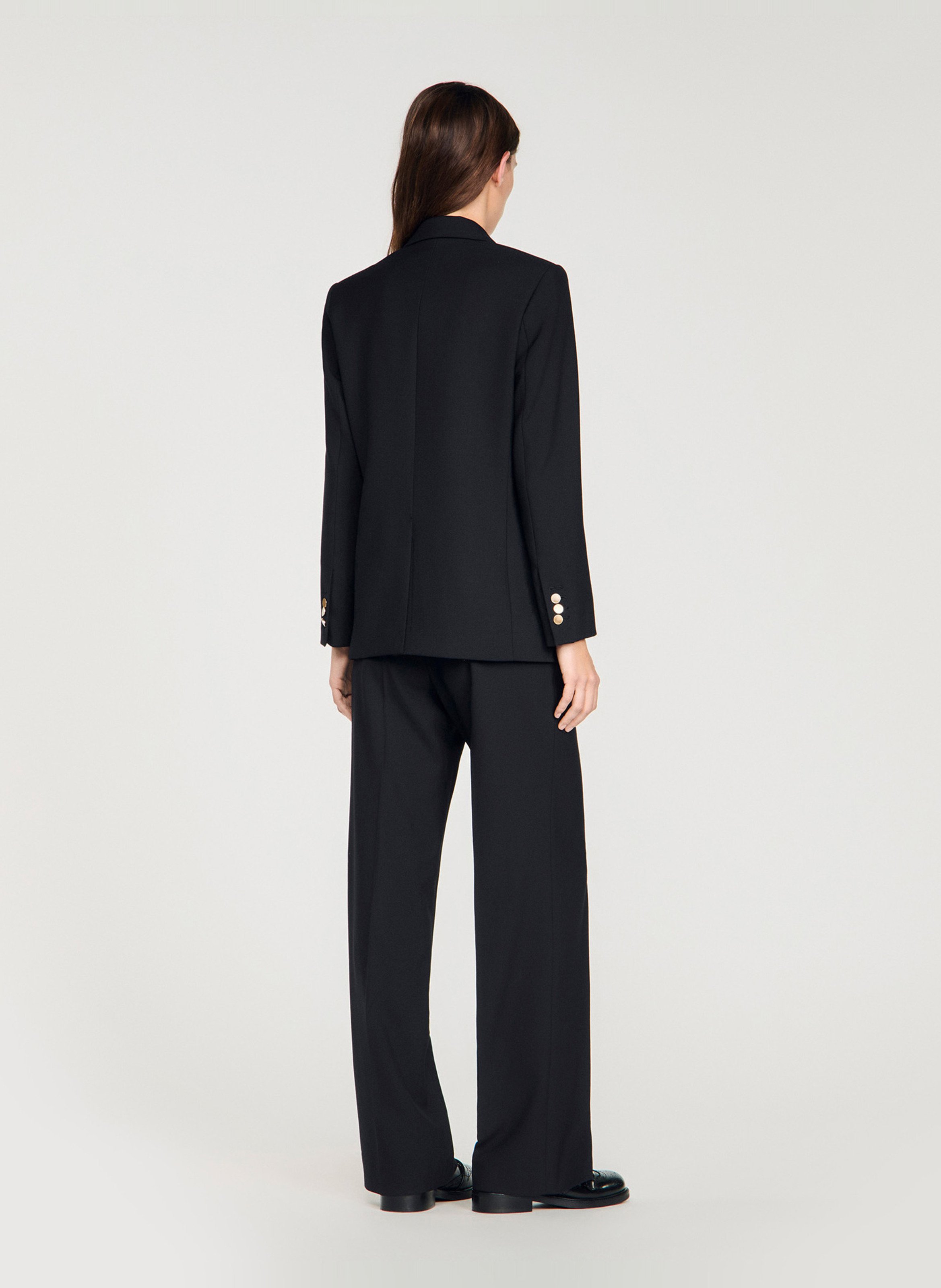 Getailleerd colbert met reverskraag van wol SANDRO Zwart