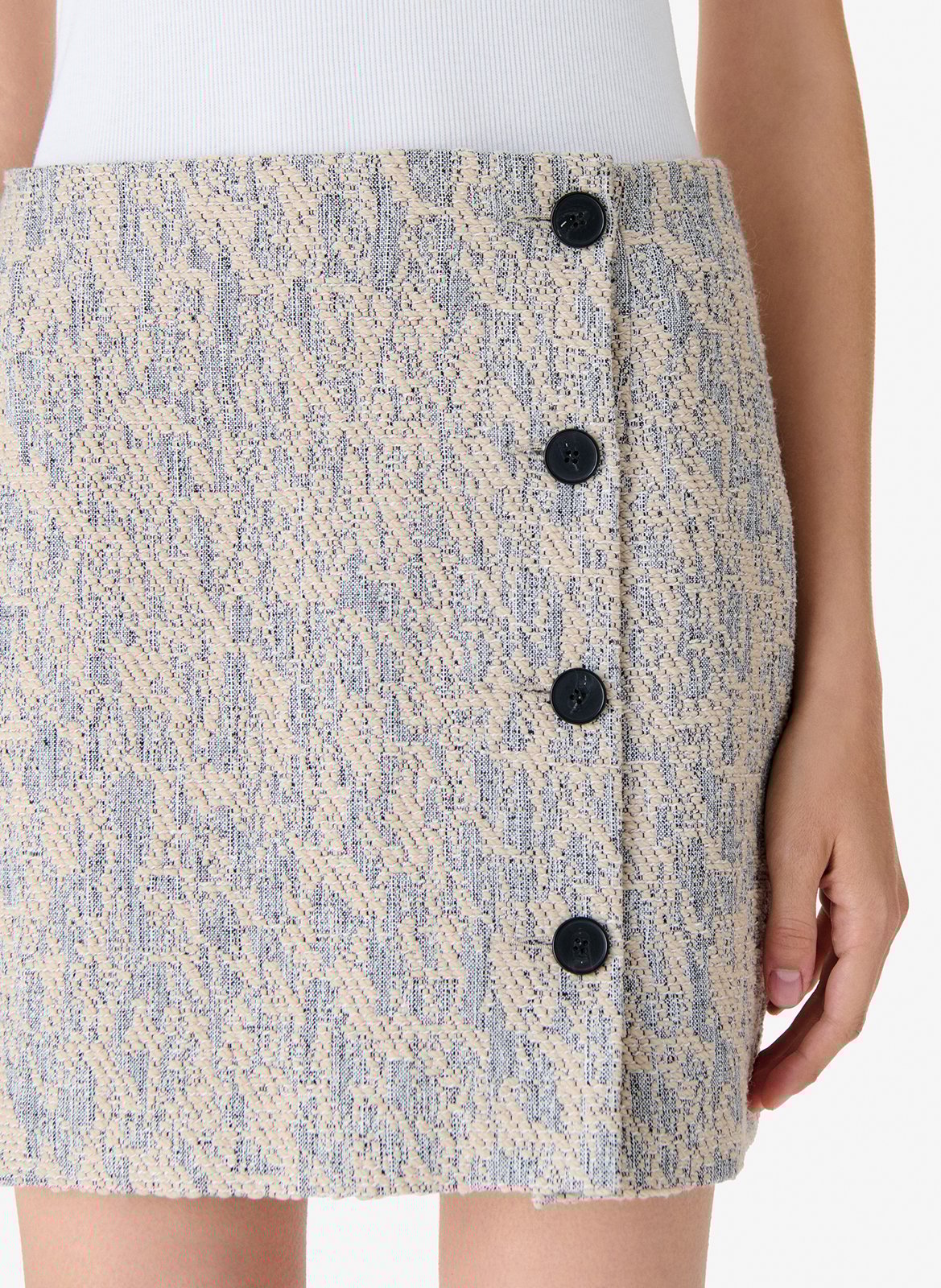 Jupe courte droite en tissu texturé IRO Beige