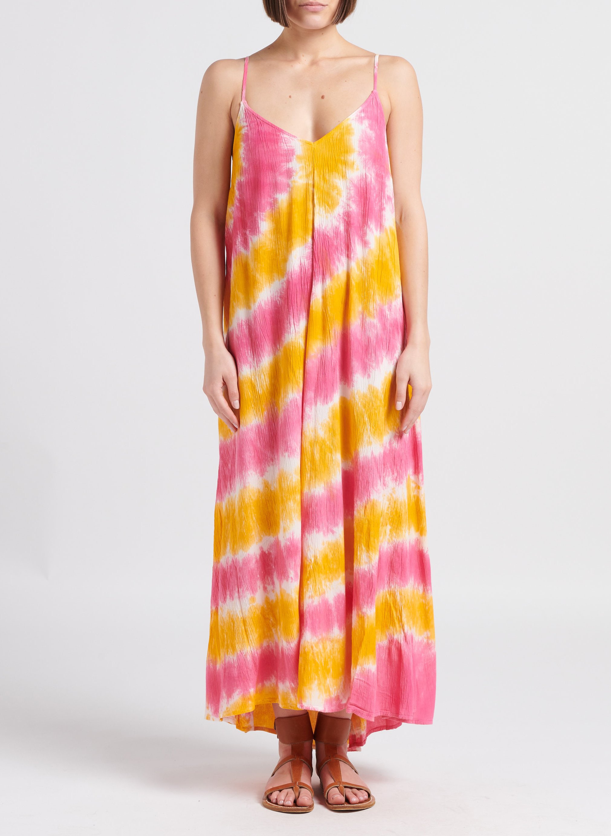 Robe longue à bretelle tie and dye  YAS Multicolore