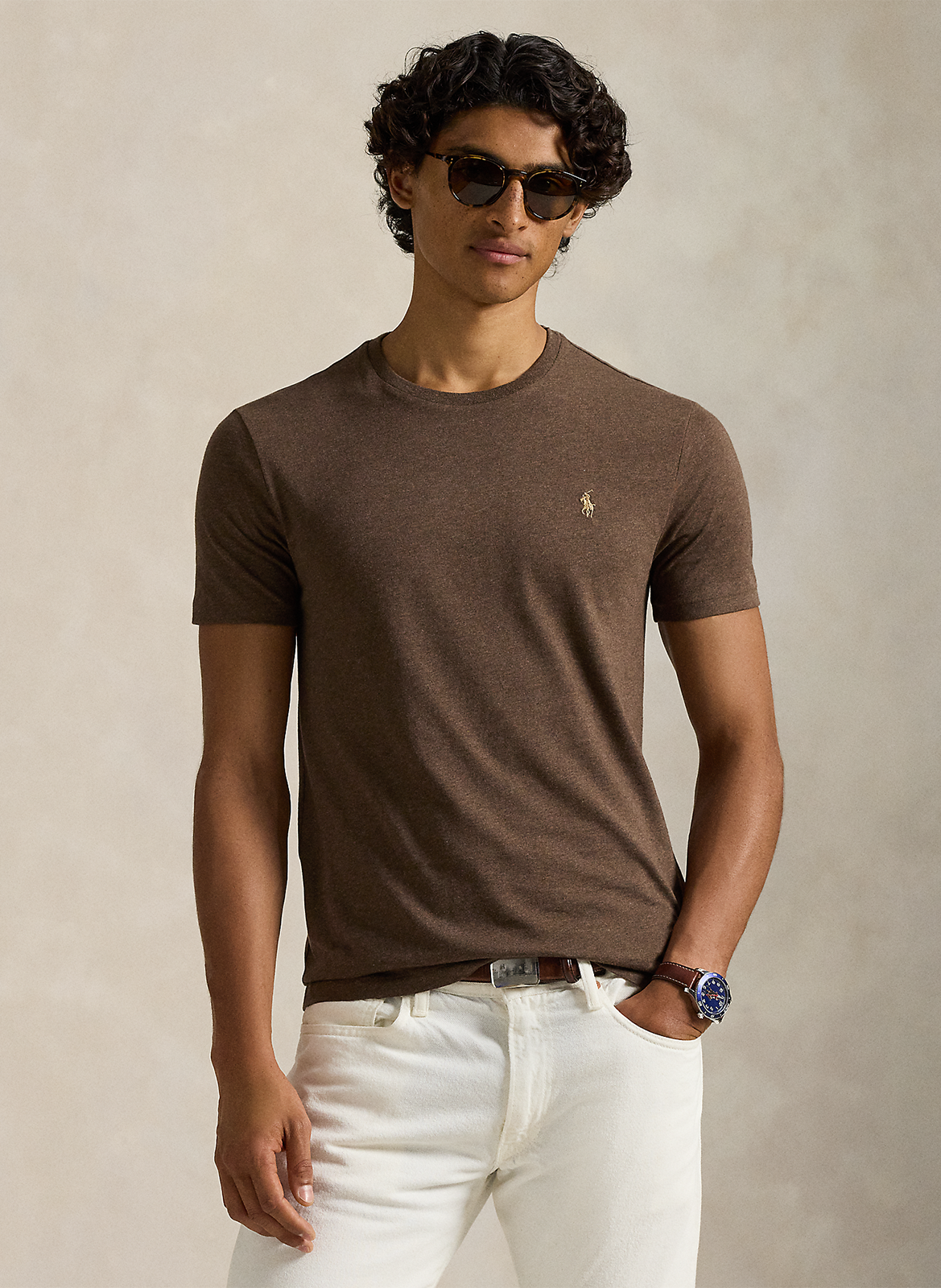Mottled round-neck cotton-blend T-shirt POLO RALPH LAUREN
