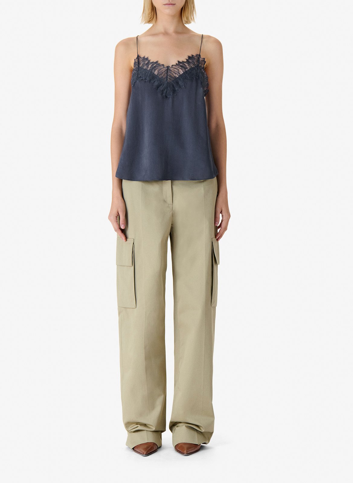 Loose-fit silk top IRO Blue