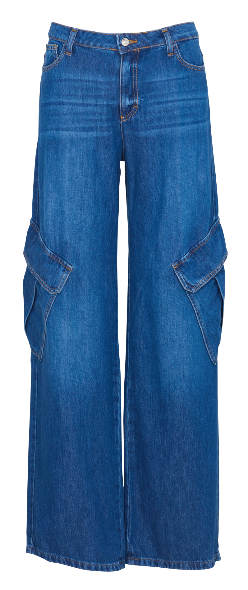 Jean droit cargo en coton mélangé PLEASE Bleu