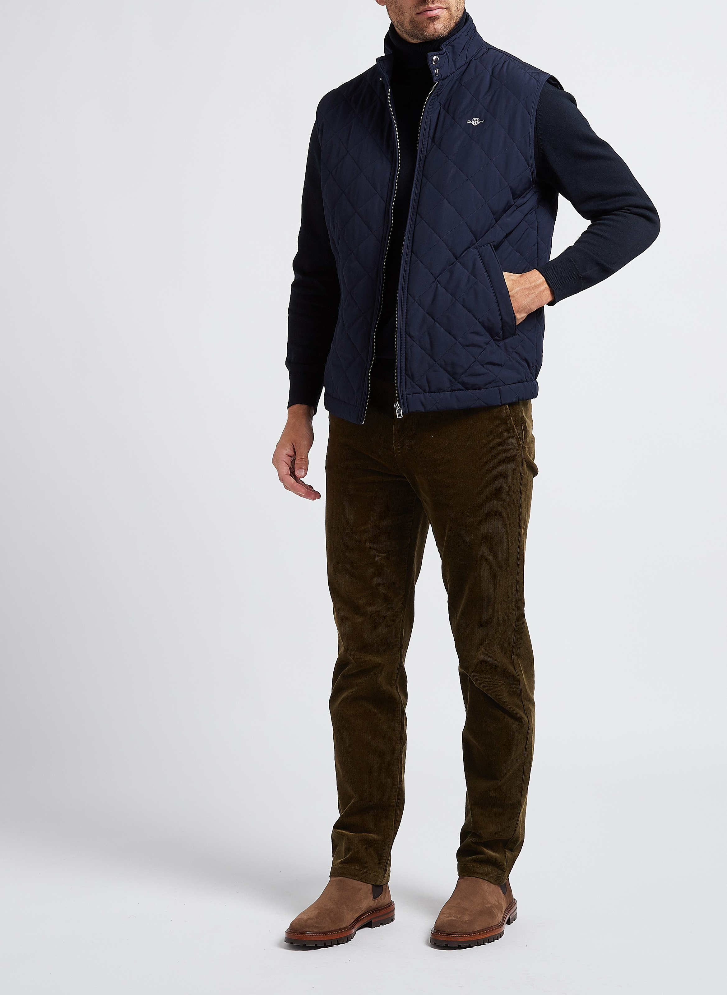 Gerade gesteppte Jacke mit Stehkragen GANT Blau