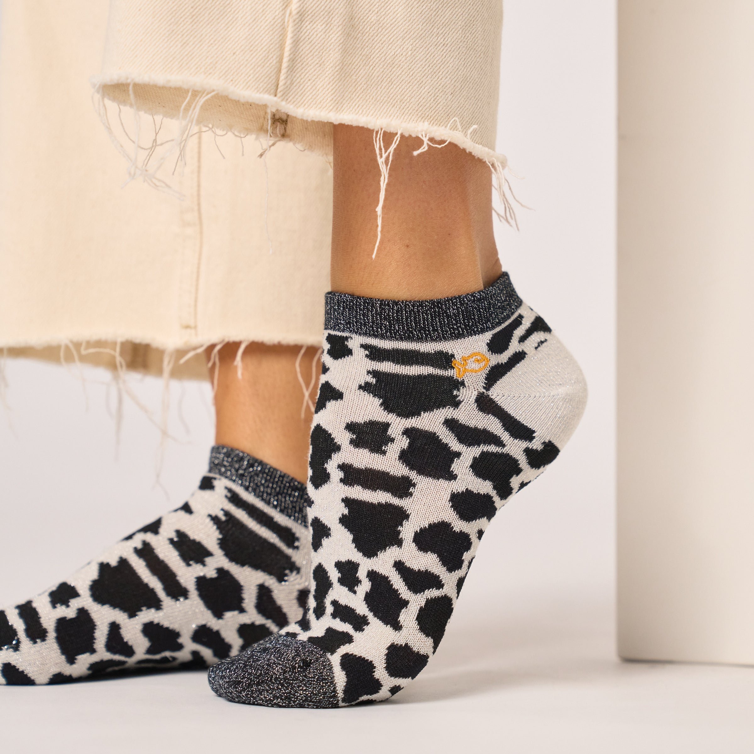 Combed cotton cow ankle socks BILLYBELT Black