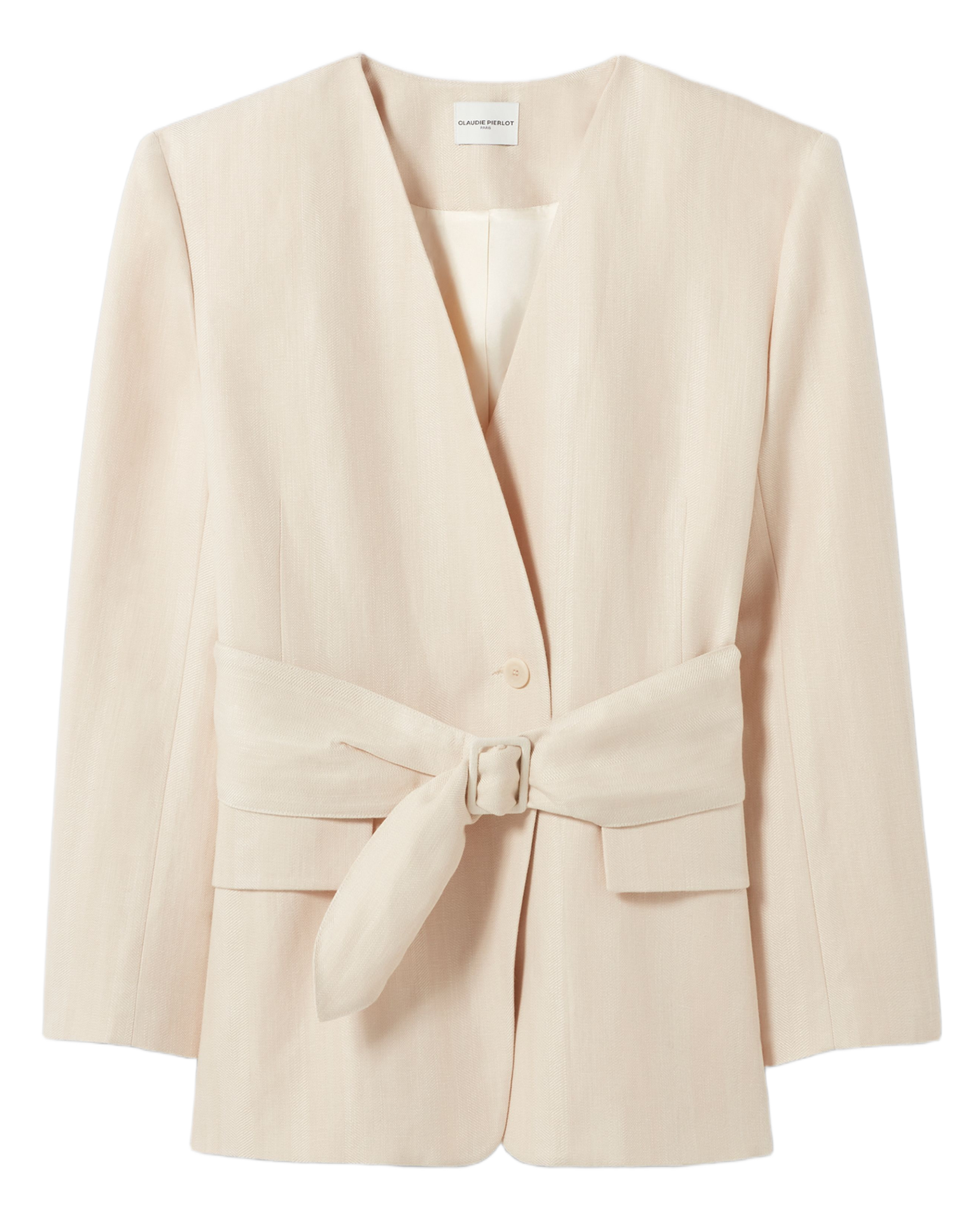 Veste droite ceinturée unie CLAUDIE PIERLOT Beige