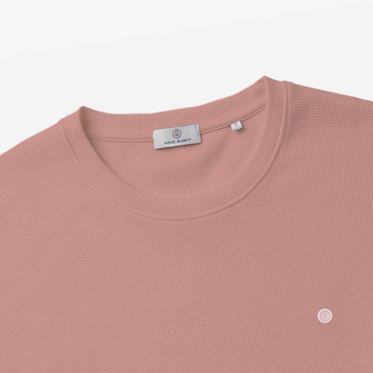 Round neck t-shirt in waffled cotton SERGE BLANCO Pink