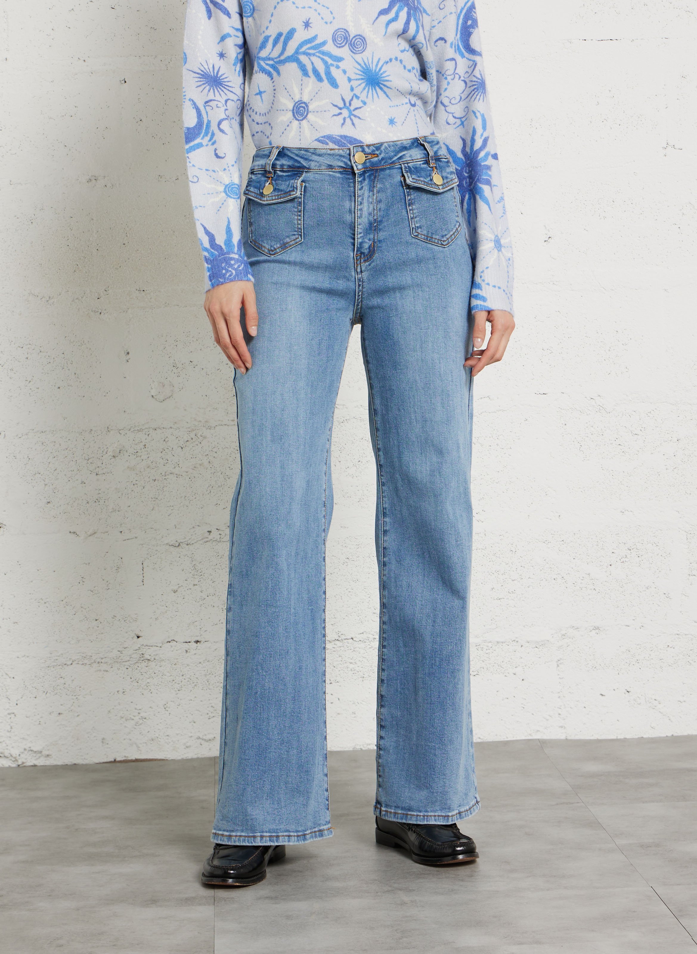 Jean flare en coton mélangé LA PETITE ETOILE Jean Stone