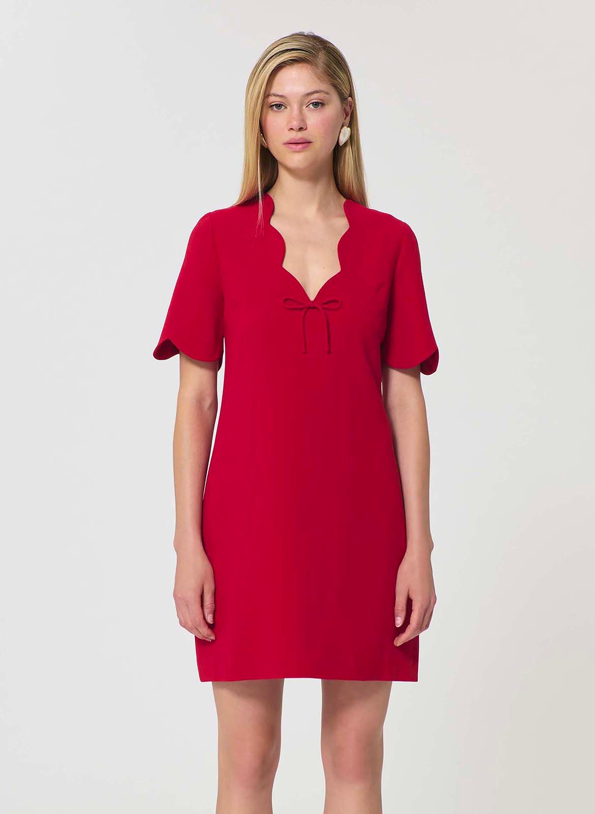 Robe courte droite manches courtes TARA JARMON Rouge