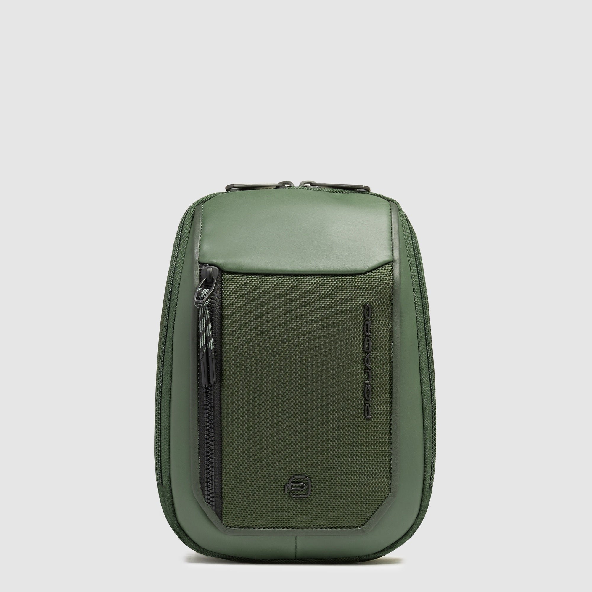 Crossbody bag for iPad® mini in recycled fabric PIQUADRO Green