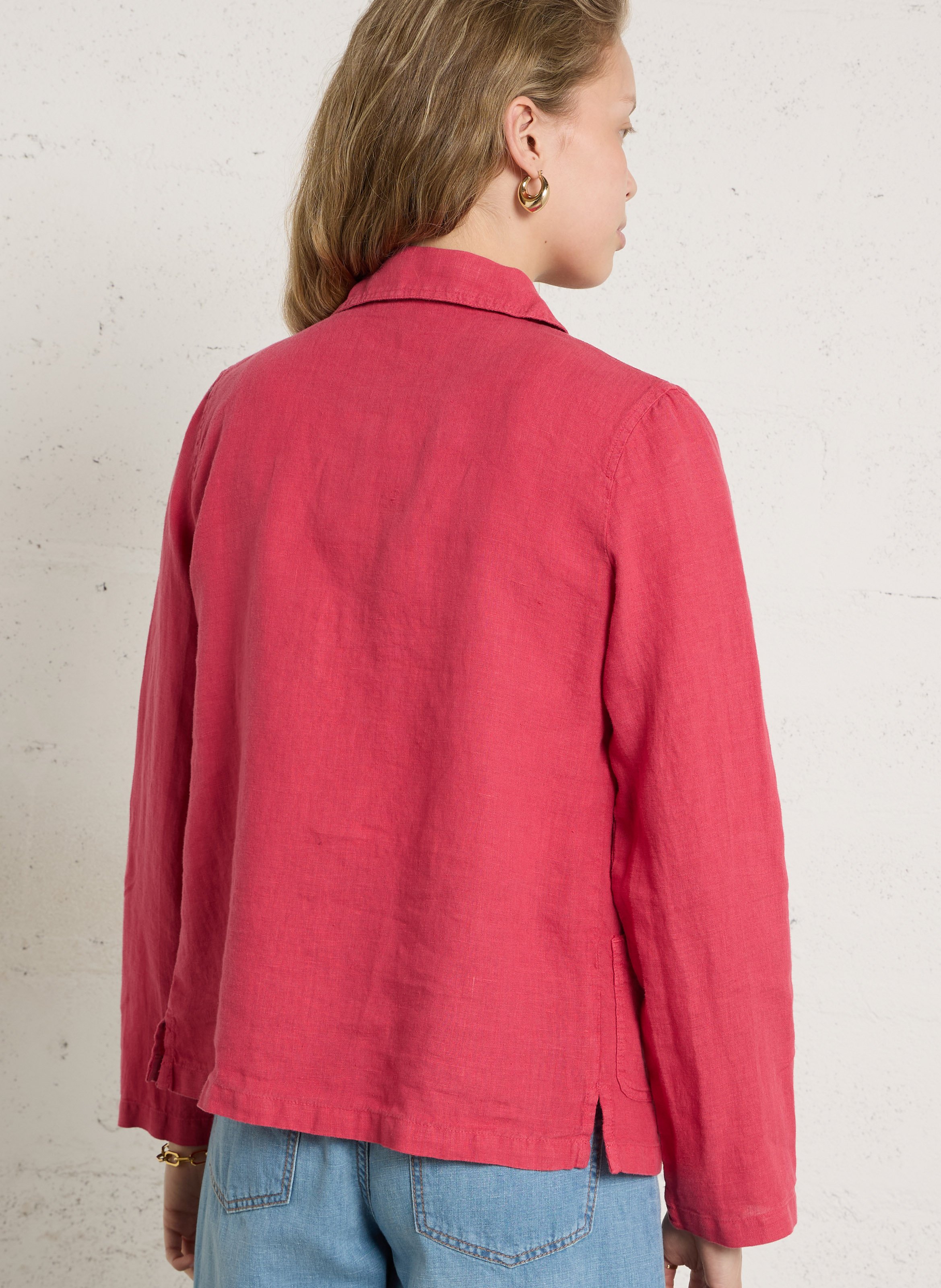 Chemise droite en lin ARMOR LUX Rose