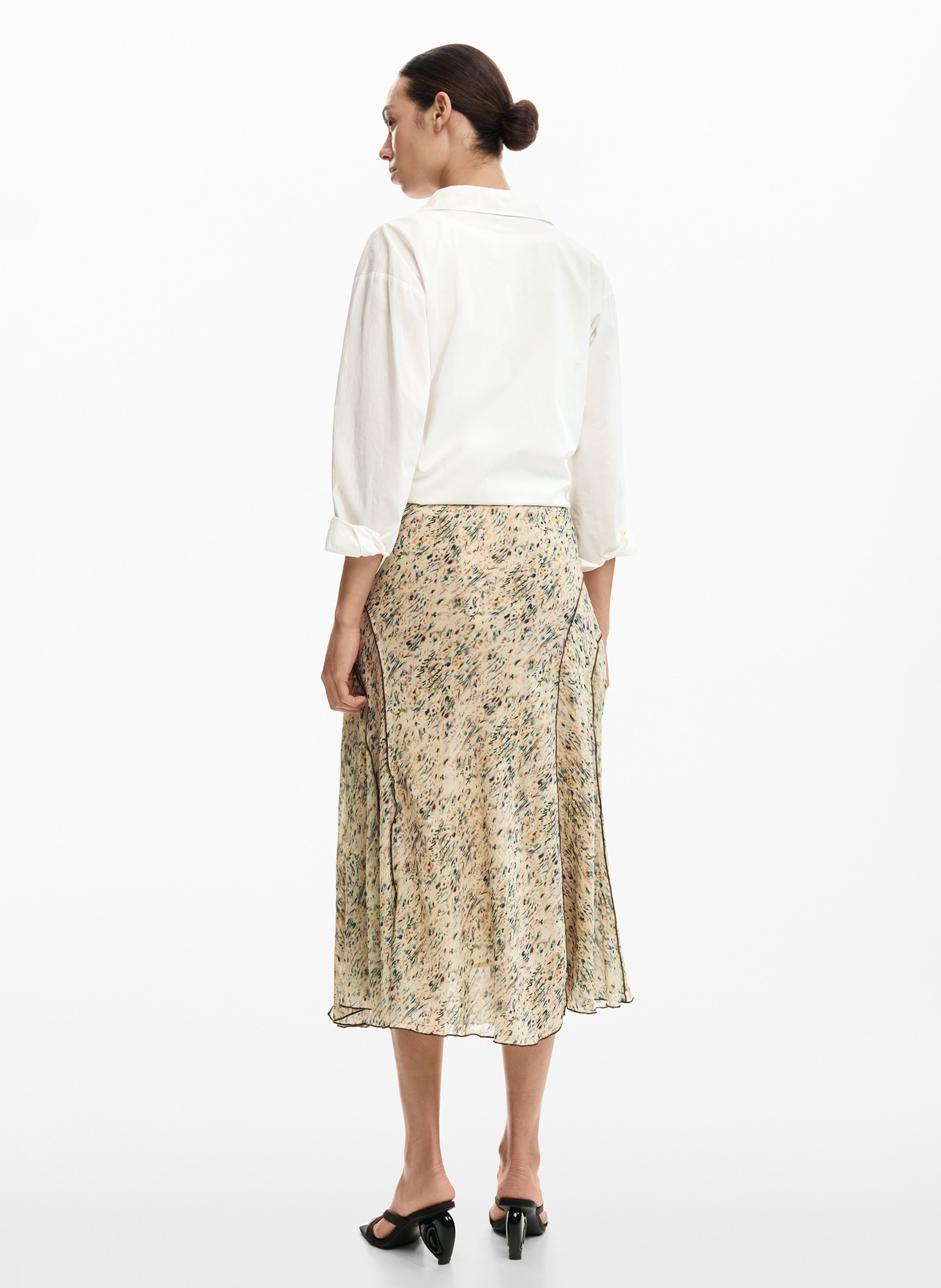Flowing printed midi skirt DESIGUAL White