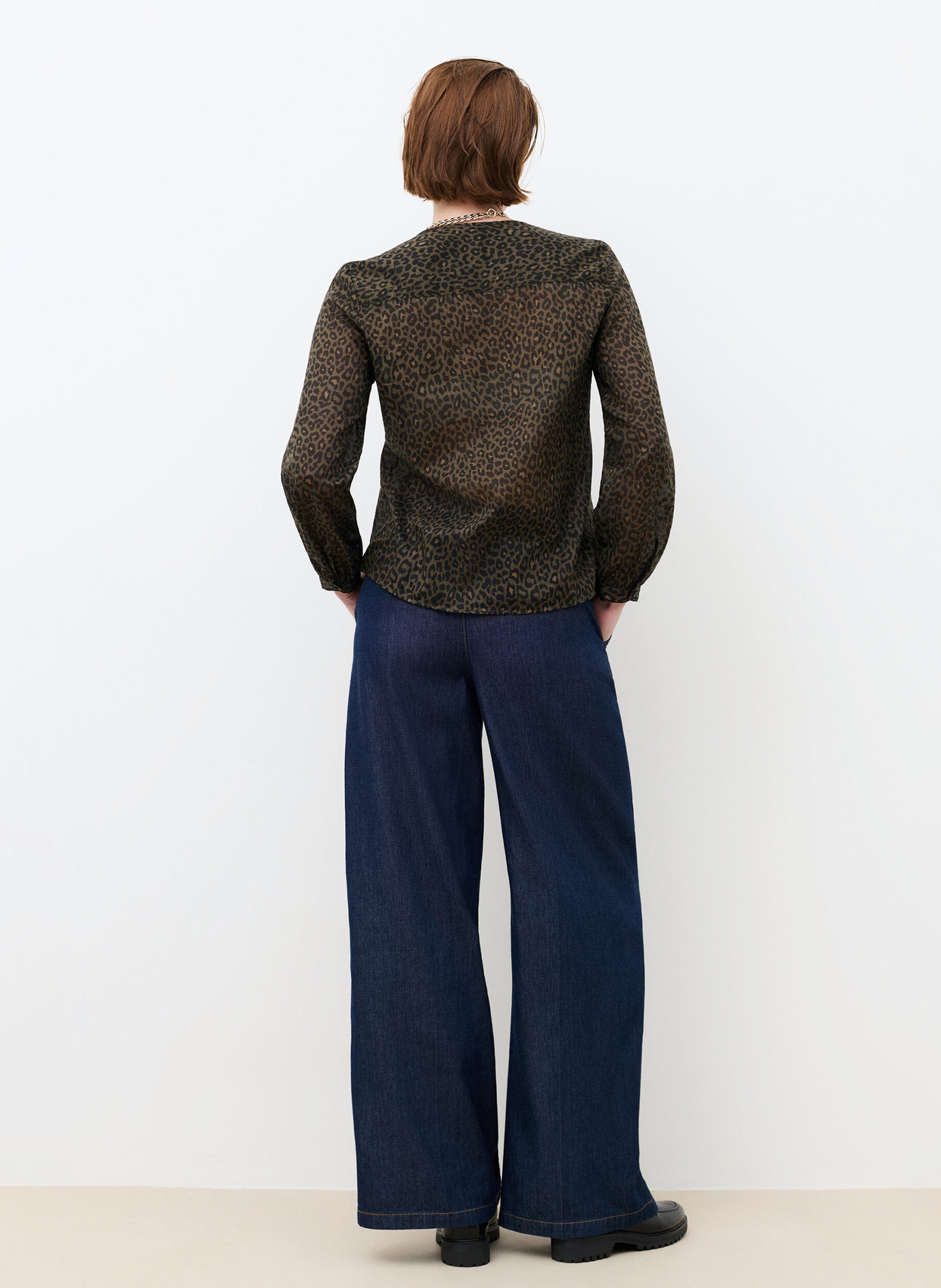 Chemise col rond en coton bio CAROLL Vert