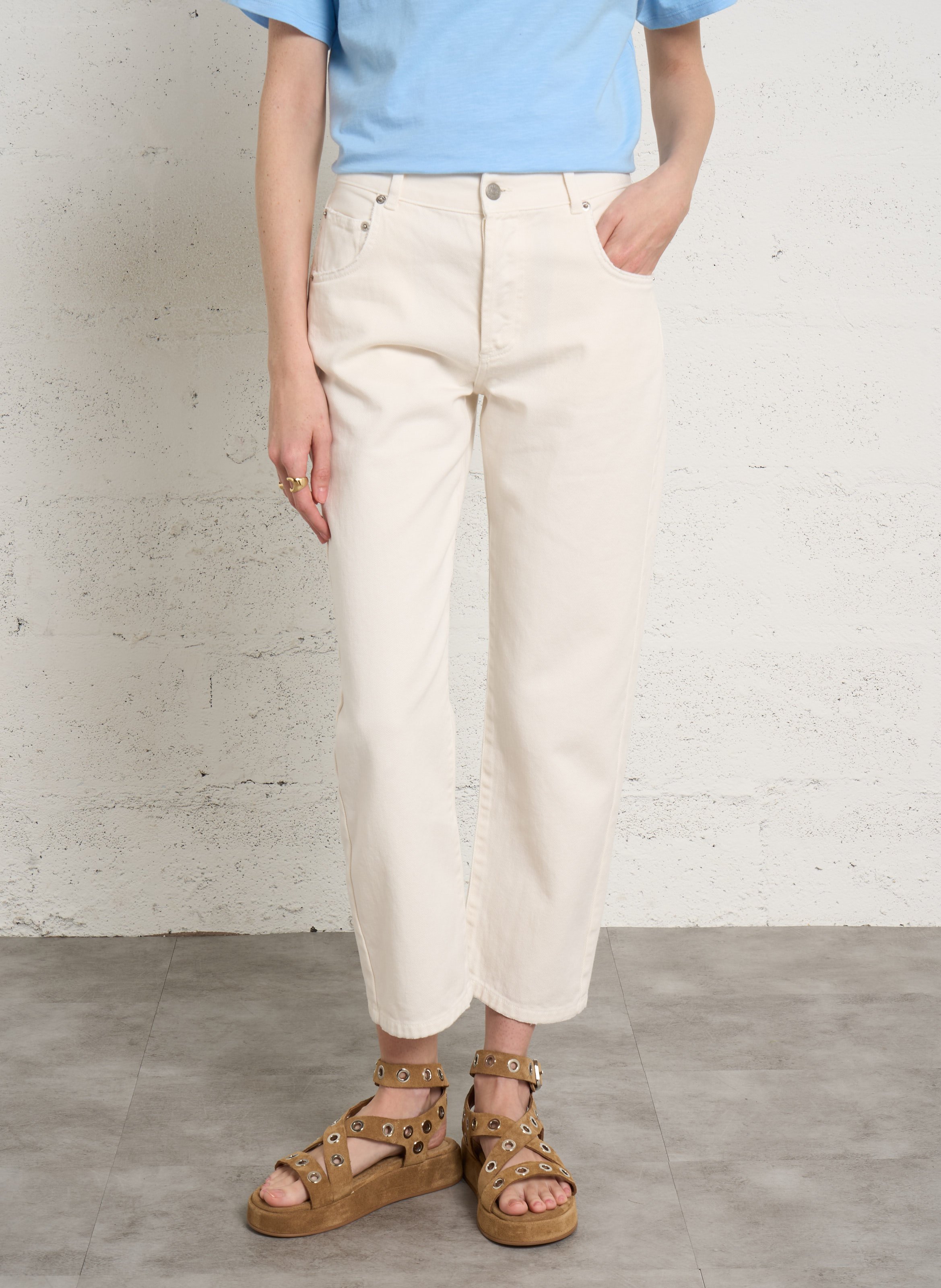 Csally - Gerade geschnittene Baumwollhose G.KERO Beige