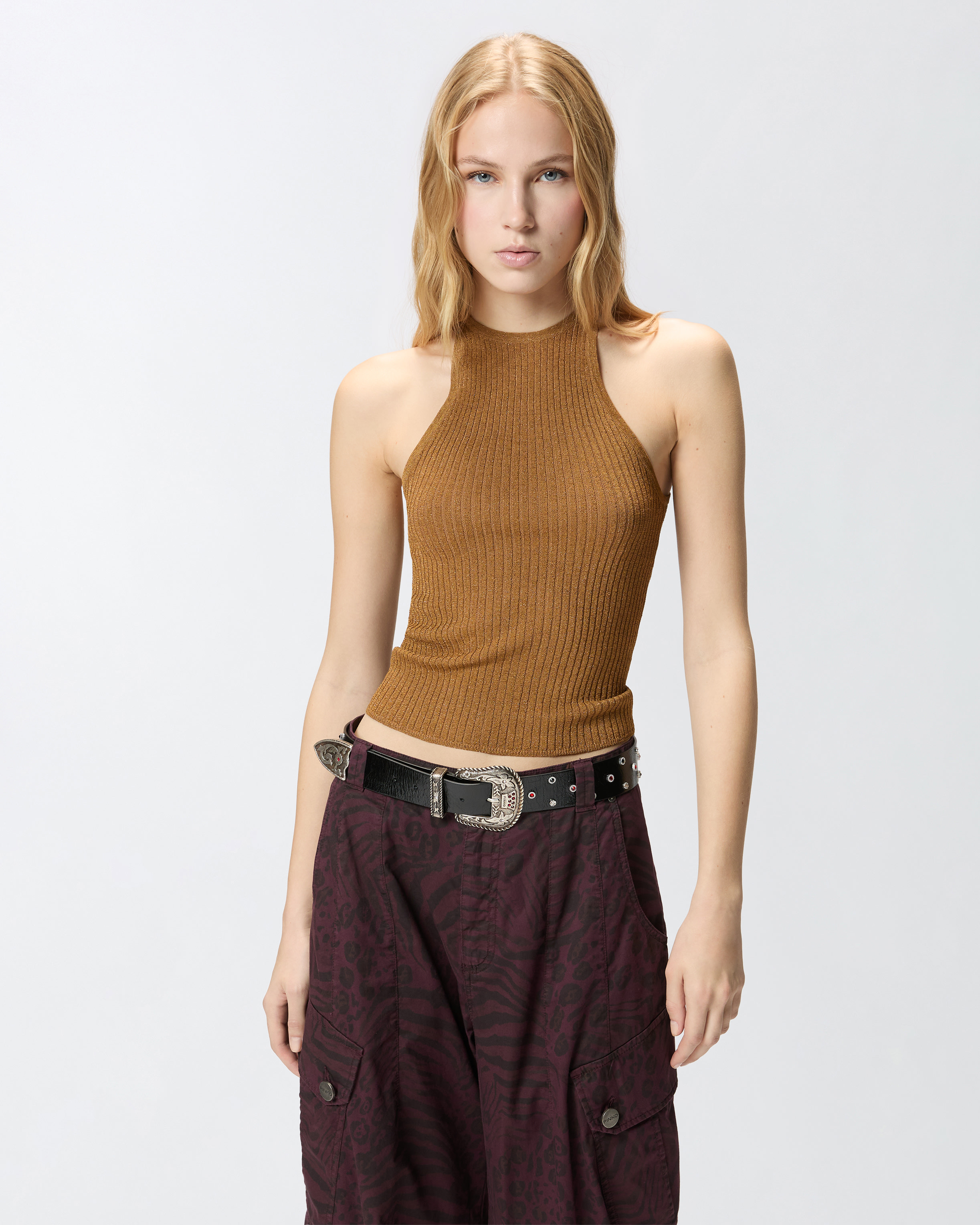 Top à épaules dénudées boutonné sur la nuque PINKO