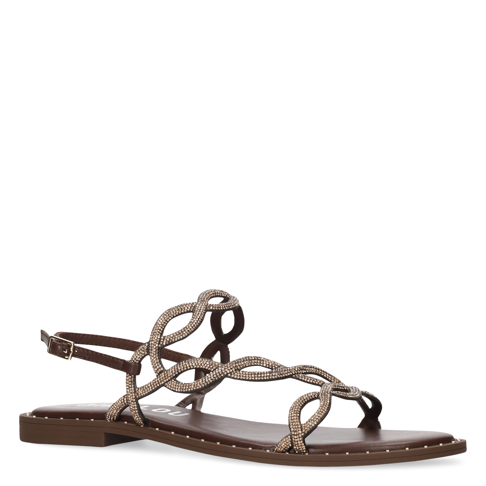 Platte sandalen met stras BIBI LOU Bruin