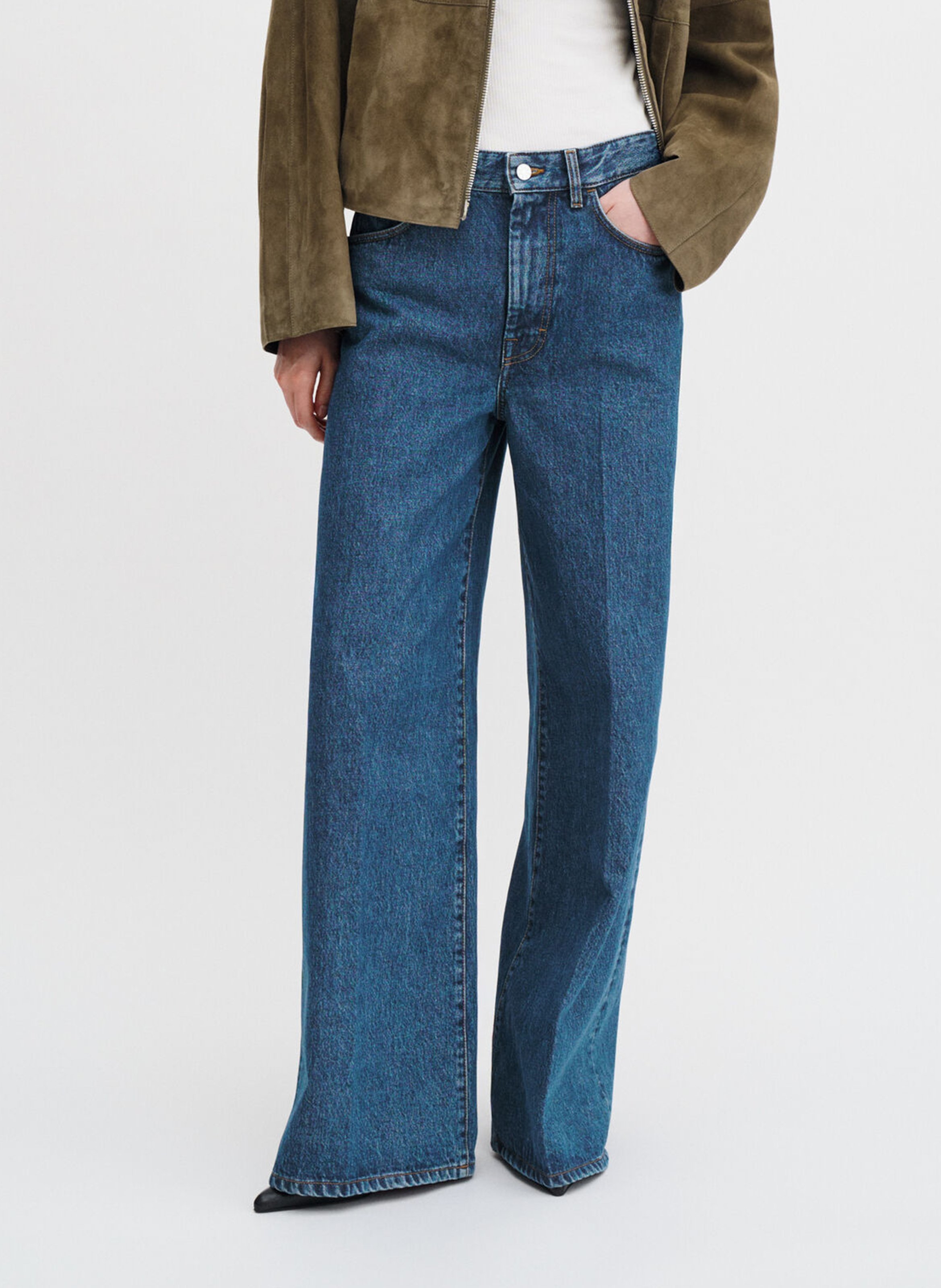 Jean large taille haute en denim FILIPPA K Bleu