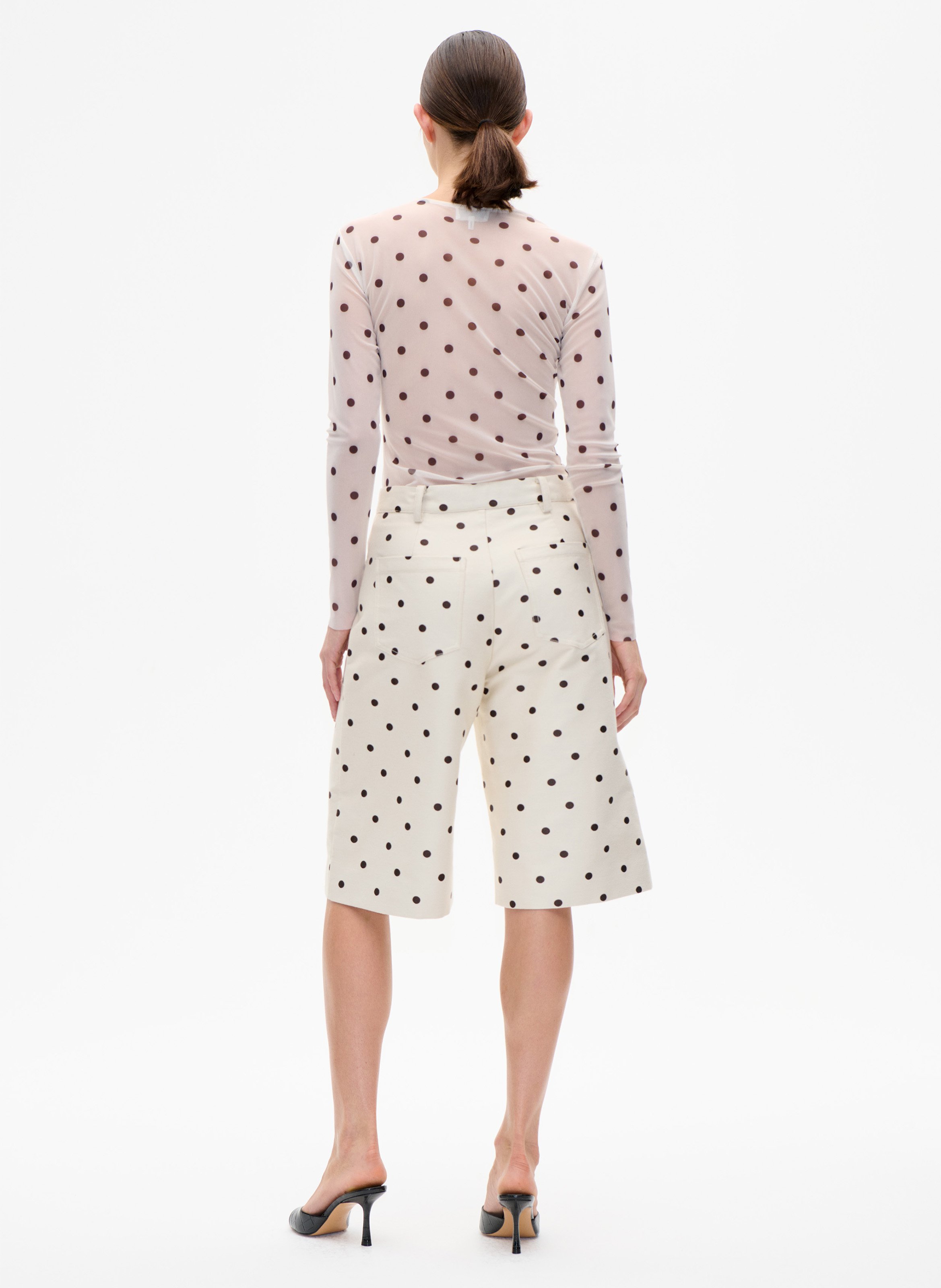 Gerade Bermuda-Shorts aus Bio-Baumwollmischung mit Print BAUM UND PFERDGARTEN Weiss