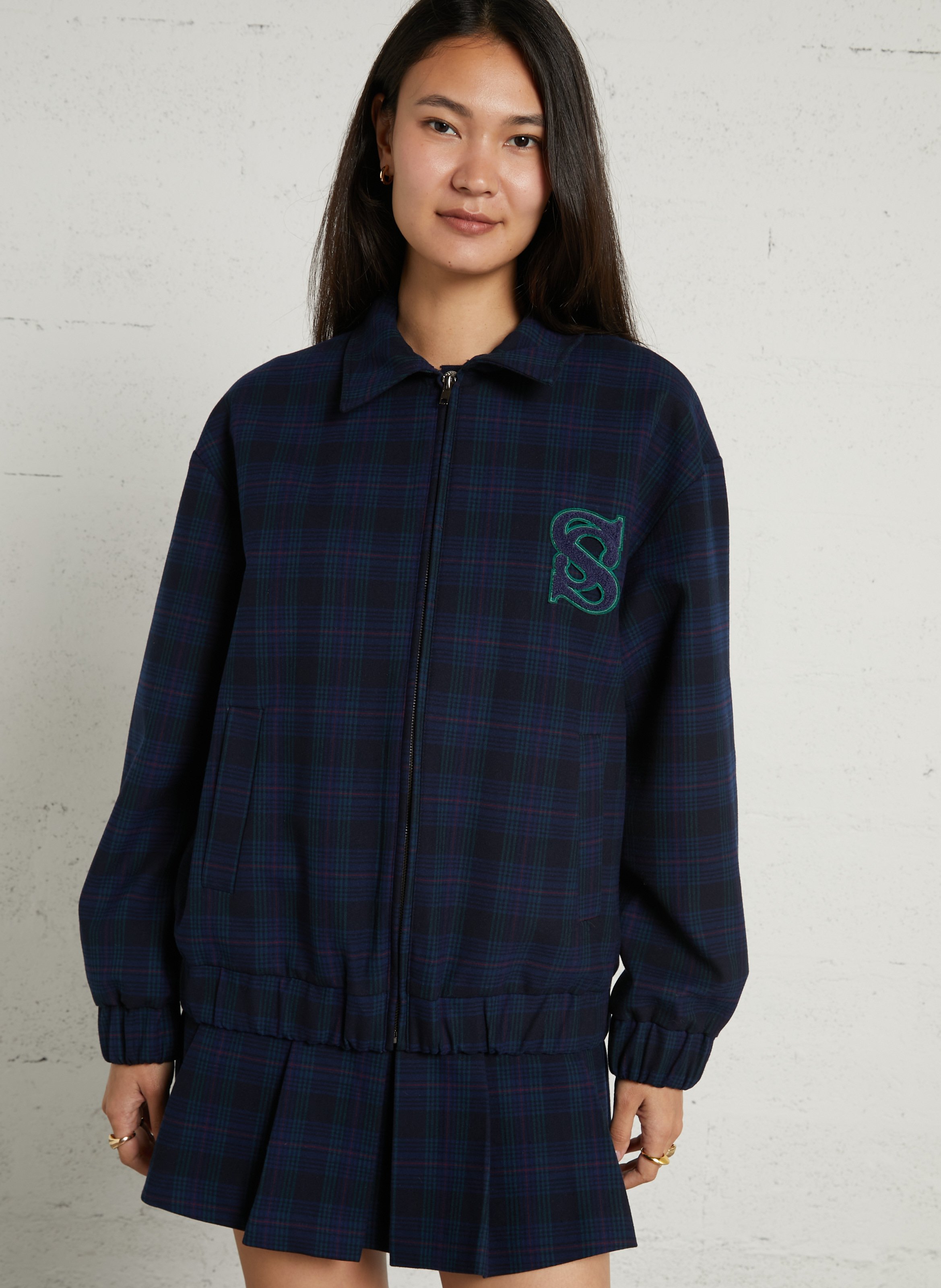 Karierte Jacke mit klassischem Kragen SUNCOO Blau