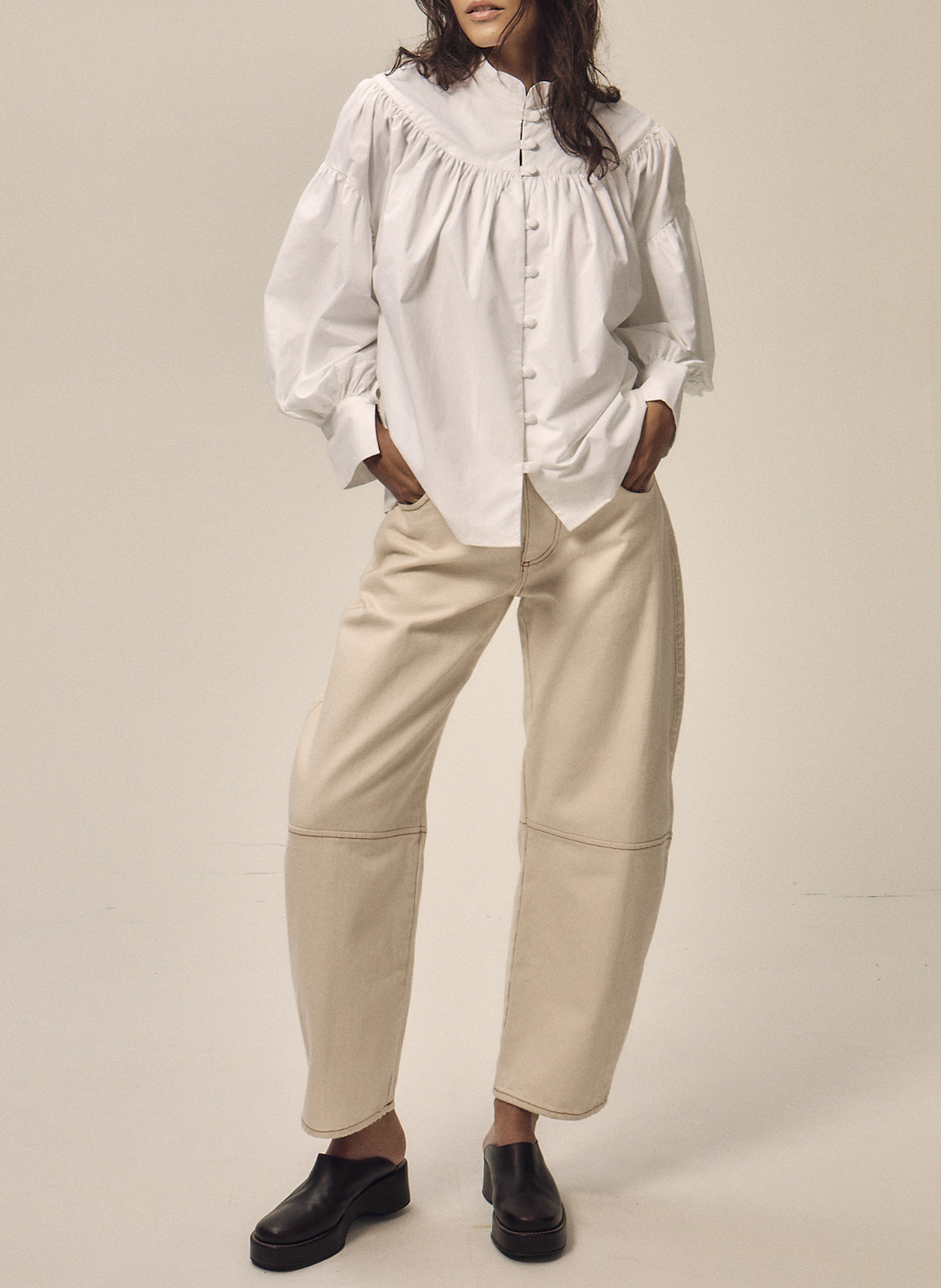 Gerade Bluse aus Baumwolle NITAH Weiss