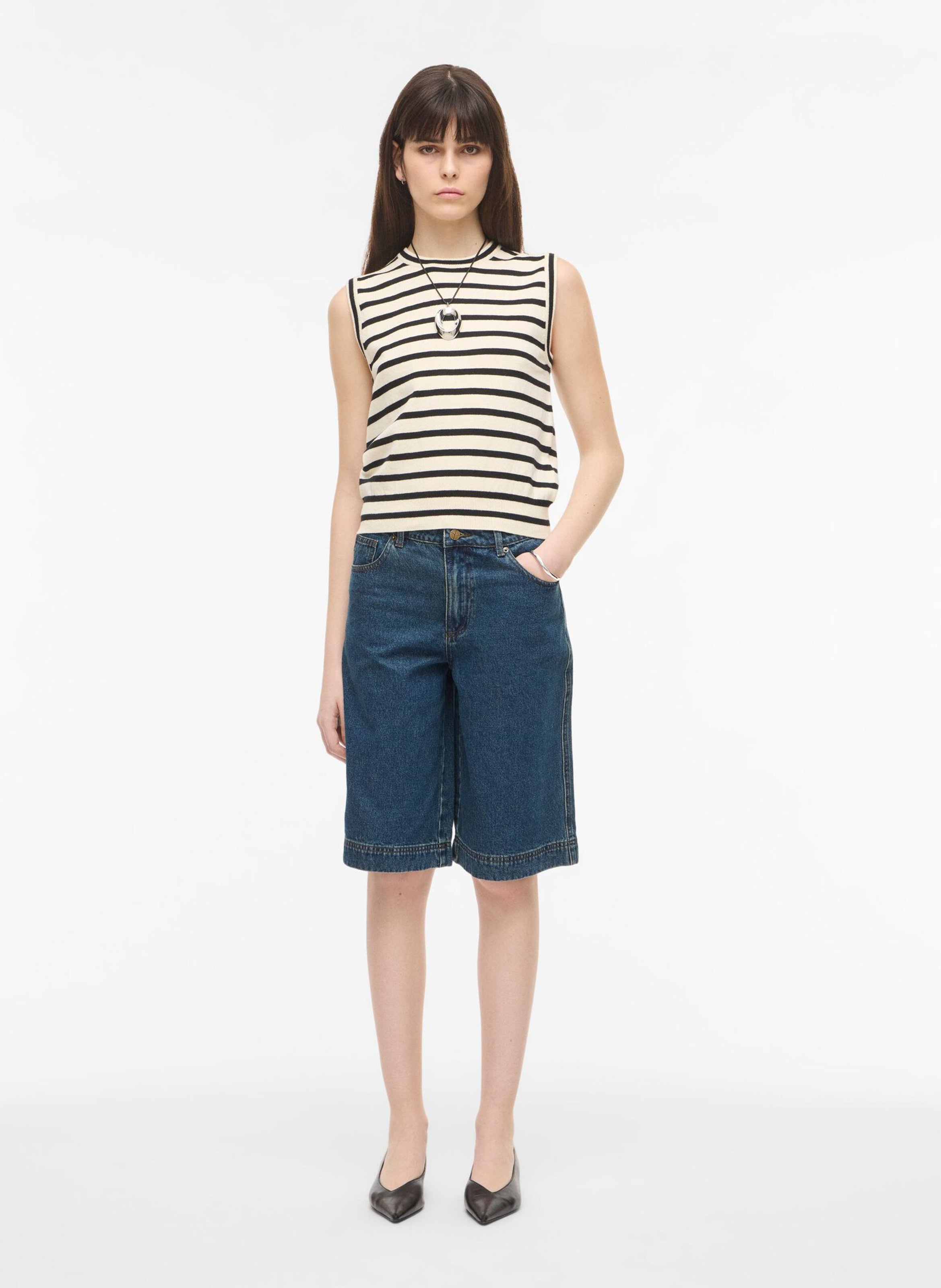 Wide-leg cotton Bermuda shorts ROUGE EDIT Blue