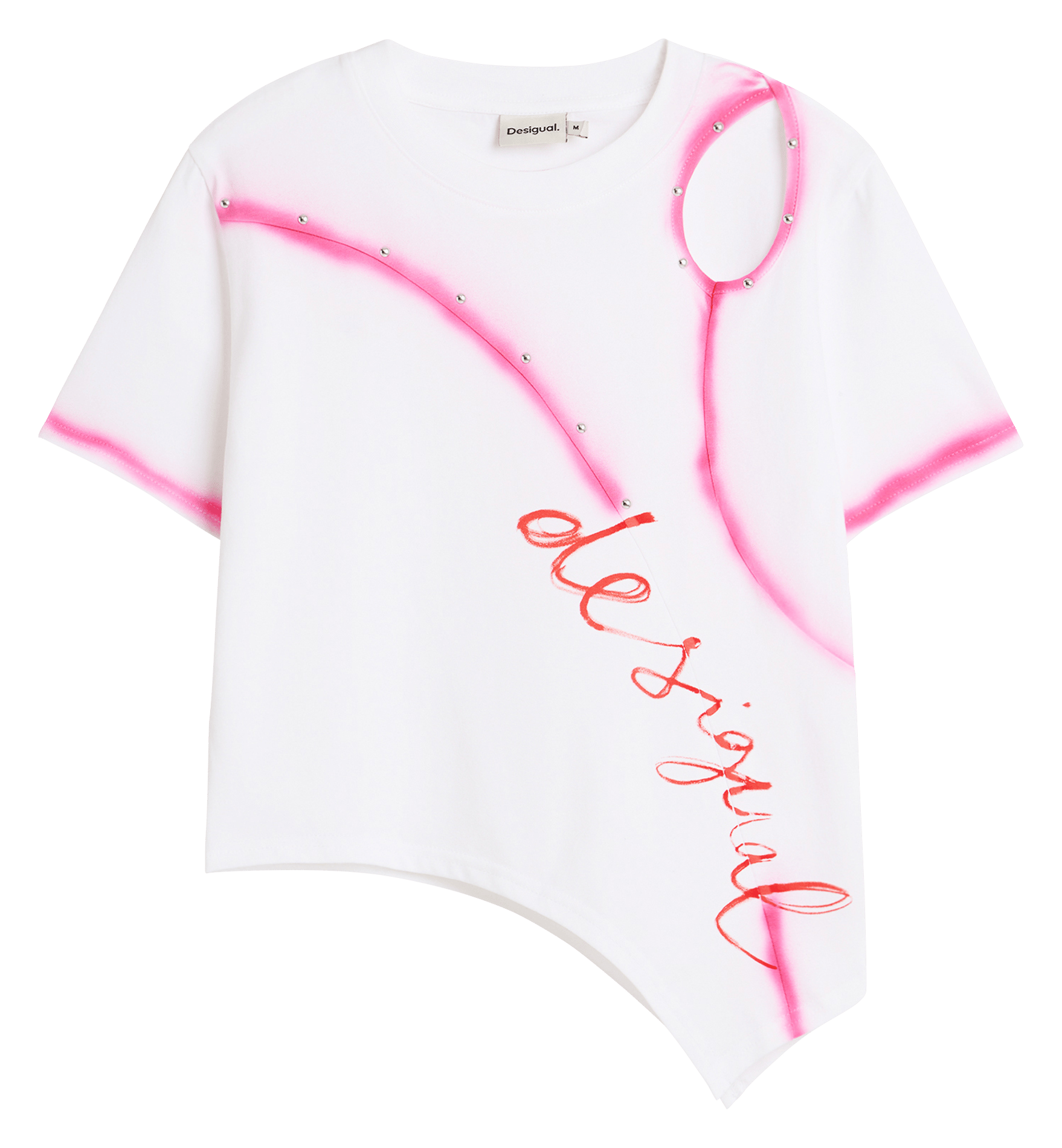 Tee-shirt asymétrique en coton mélangé DESIGUAL Blanc